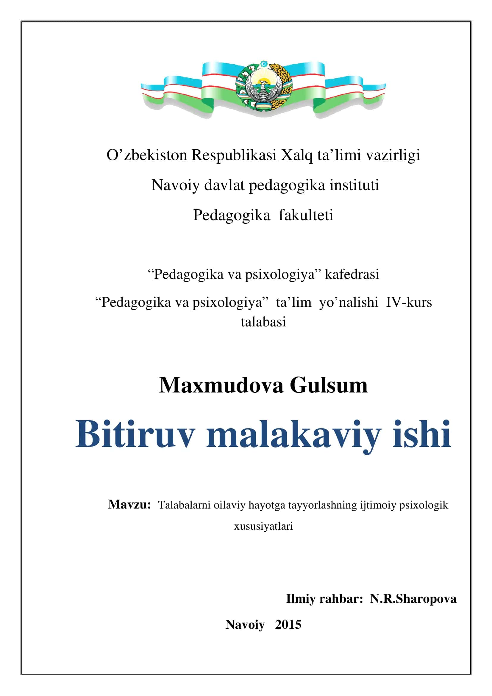 Talaba-yoshlarni oilaviy hayotga tayyorlashning ijtimoiy psixologik xususiyatlari 1