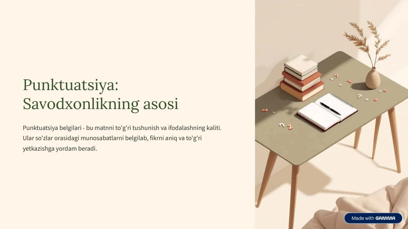 Punktuatsiya:  Savodxonlikning asosi 1