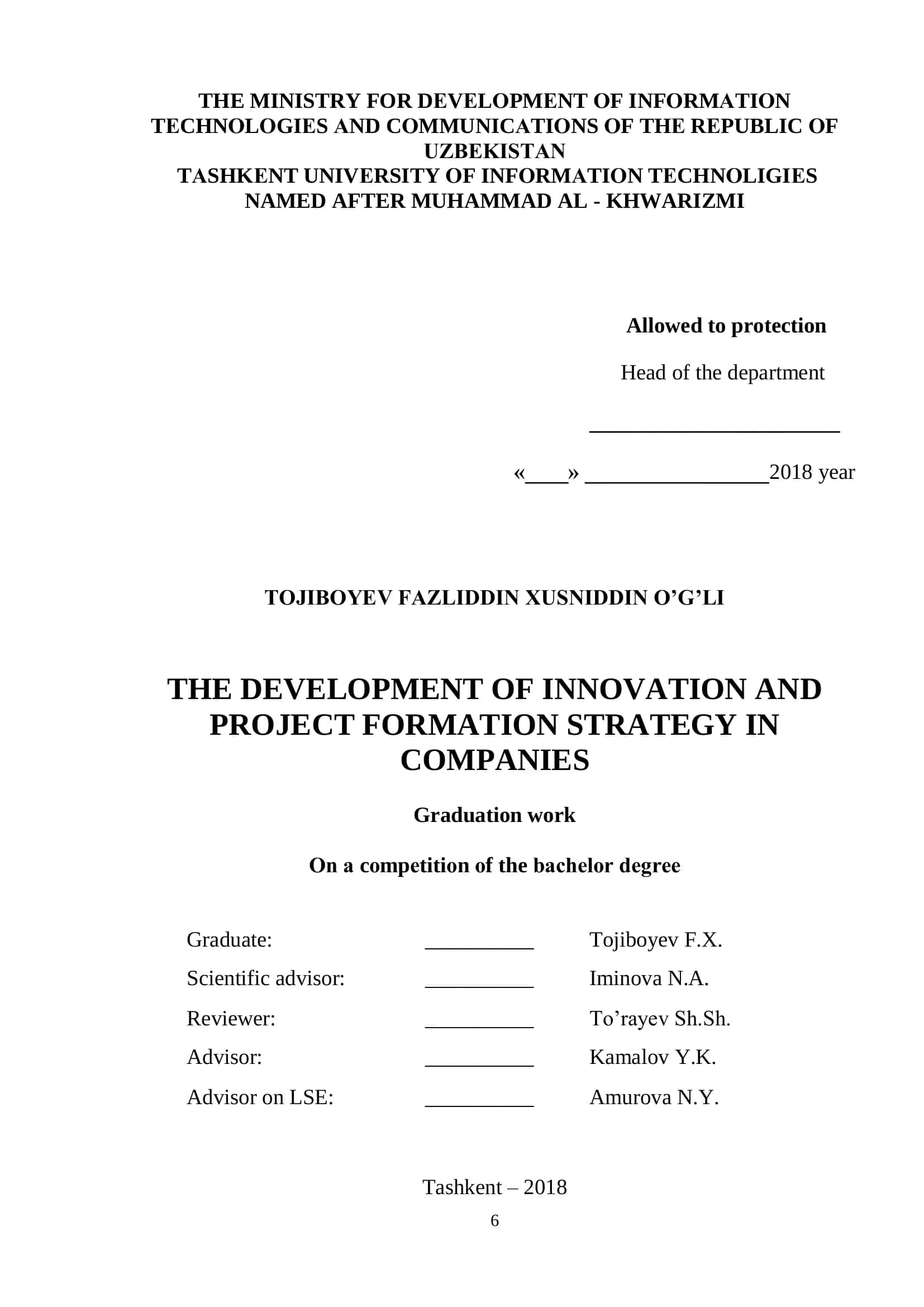 THE DEVELOPMENT OF INNOVATION AND PROJECT FORMATION STRATEGY IN COMPANIES 1
