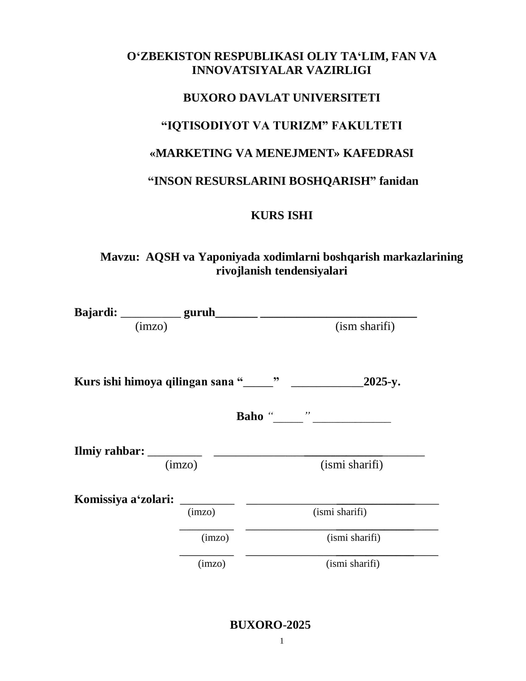 AQSH va Yaponiyada xodimlarni boshqarish markazlarining rivojlanish tendensiyalari 1