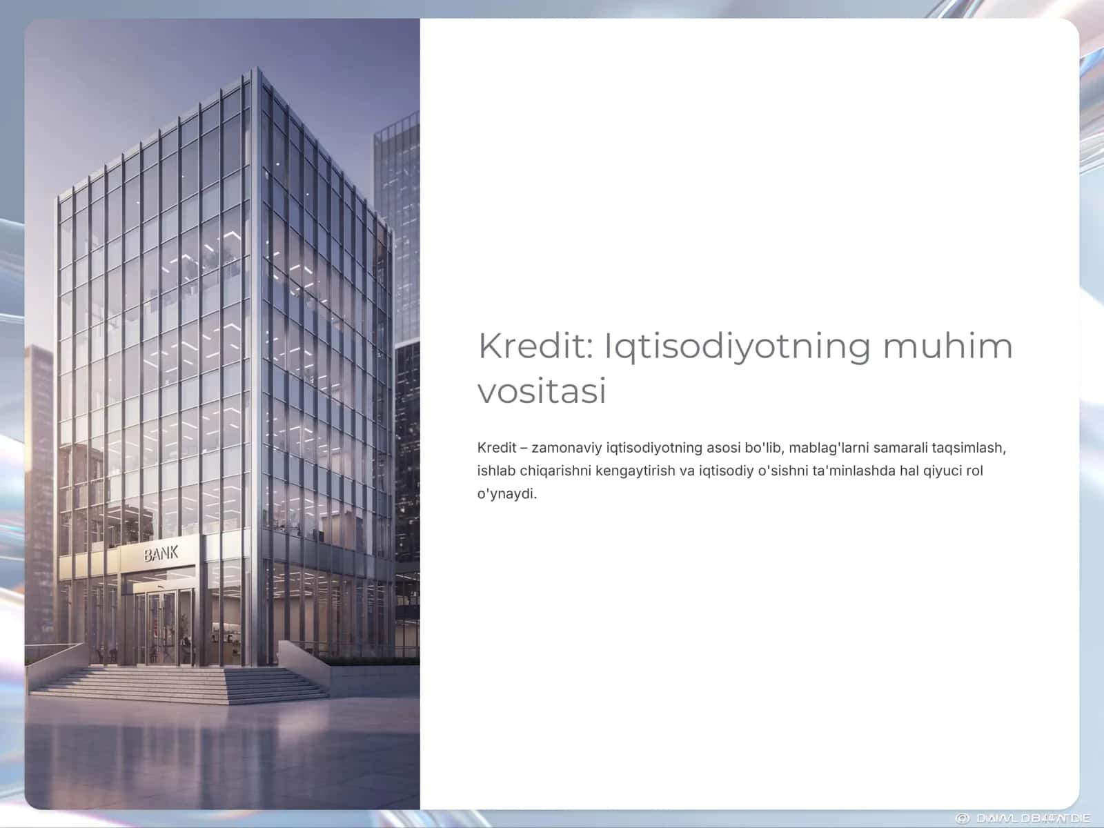 Kredit: Iqtisodiyotning muhim vositasi 1