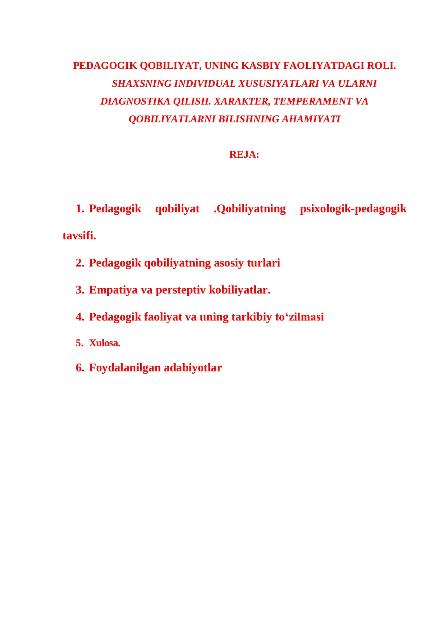 PEDAGOGIK QOBILIYAT, UNING KASBIY FAOLIYATDAGI ROLI 1