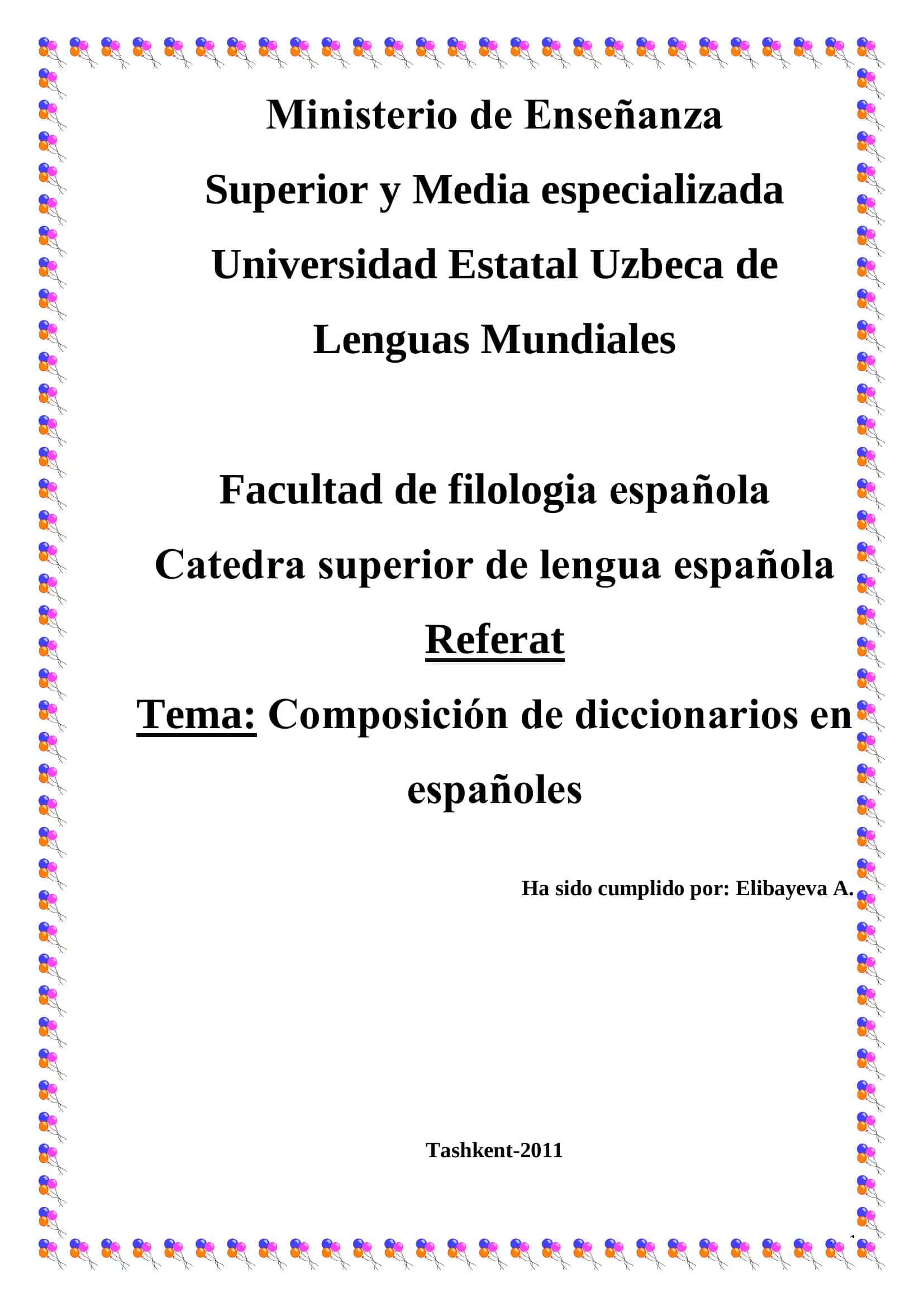Composición de diccionarios en españoles 1
