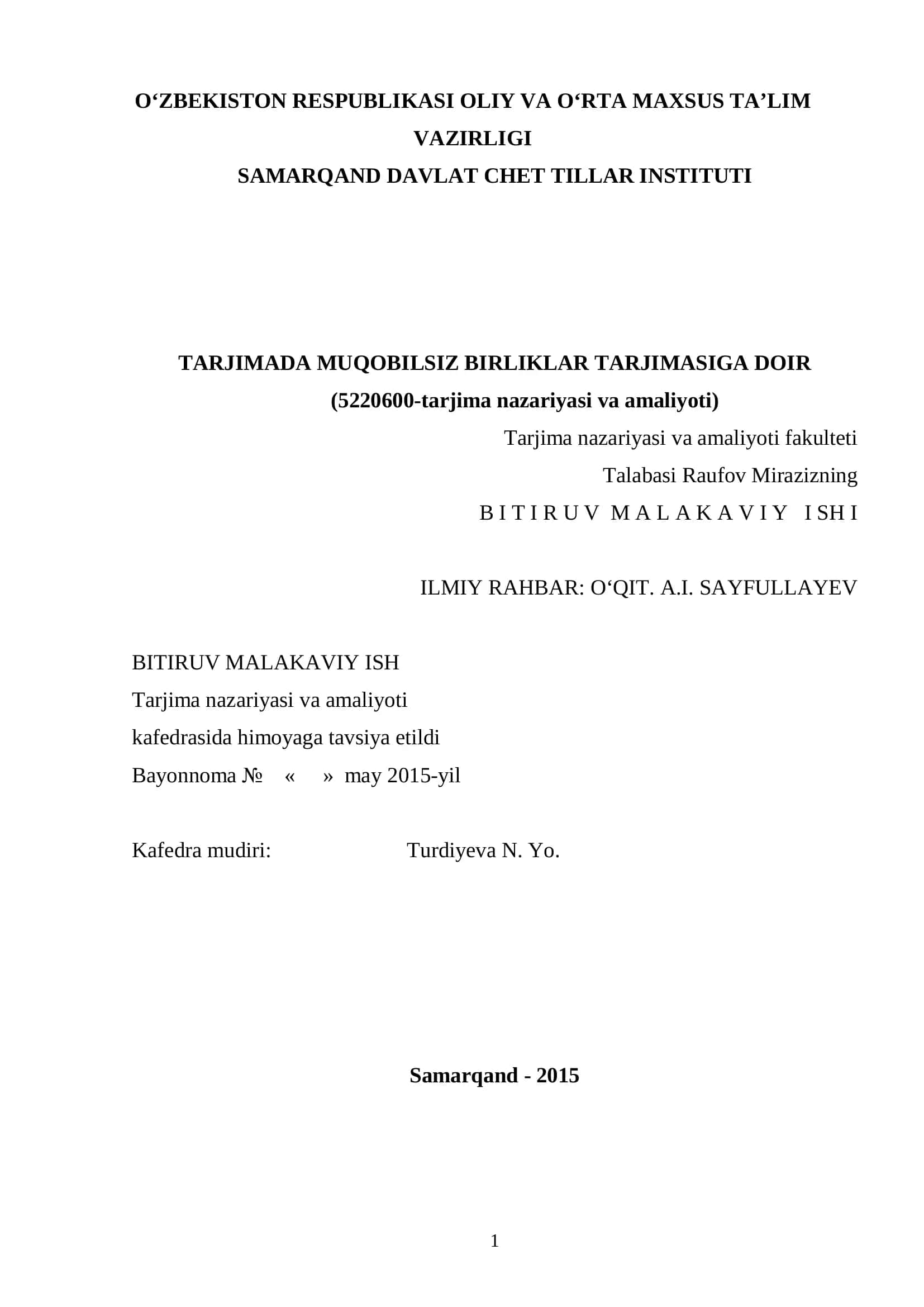 TARJIMADA MUQOBILSIZ BIRLIKLAR TARJIMASIGA DOIR 1