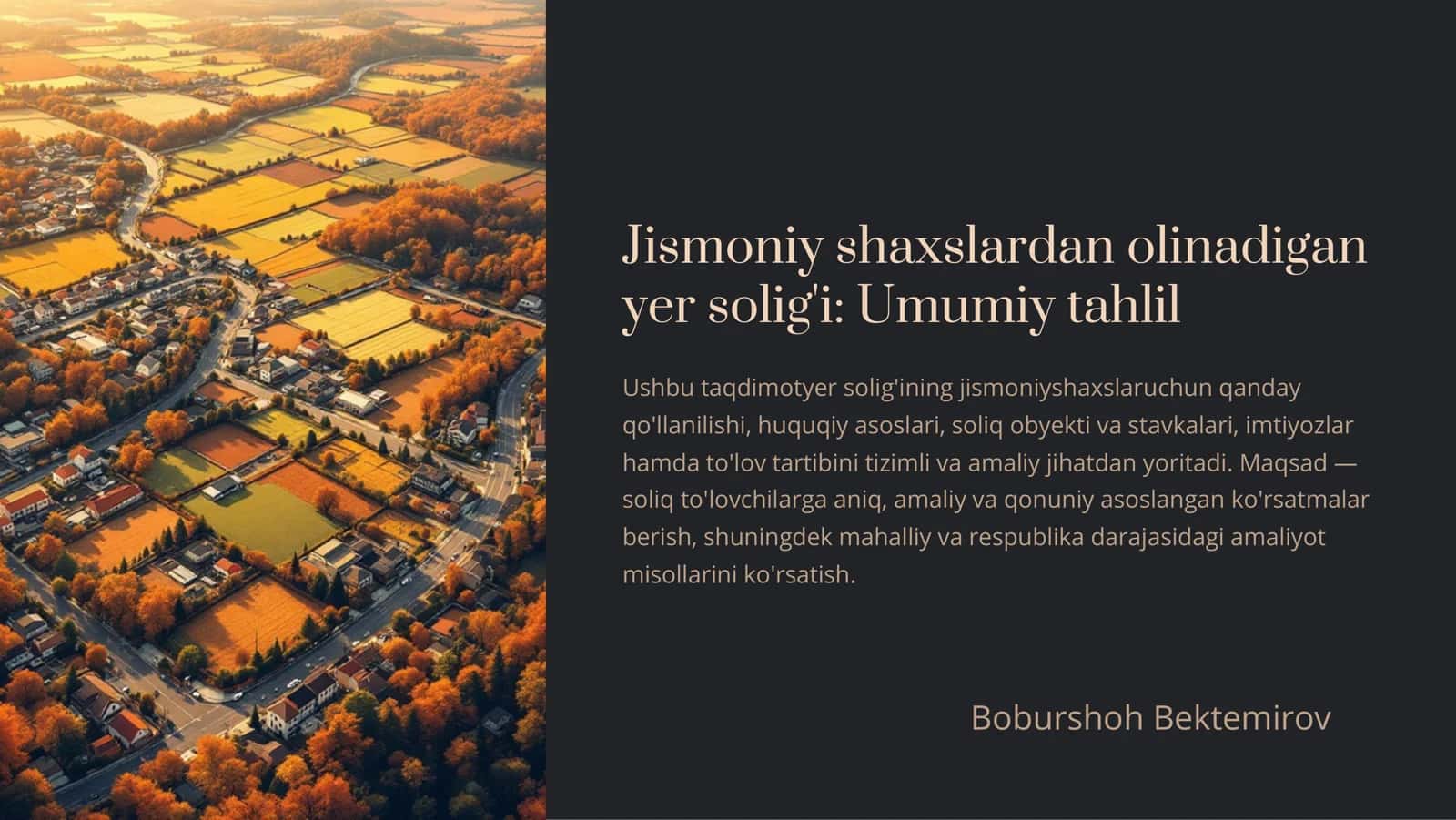 Yer solig'i: Umumiy tahlil, jismoniy shaxslardan olinadigan yer solig’i 1