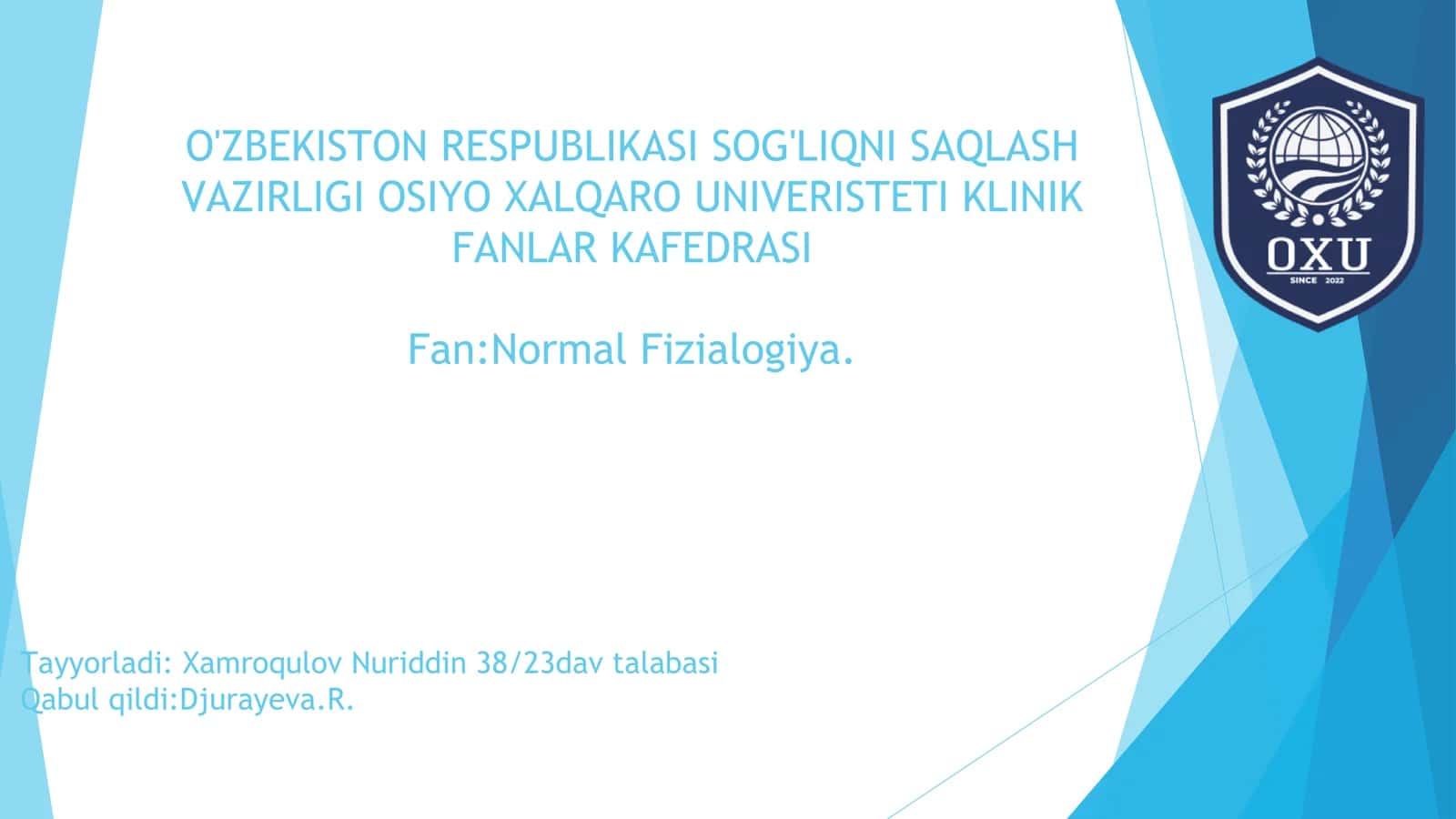 O'pkaning nafasga oid bo'lmagan funksiyalari 1