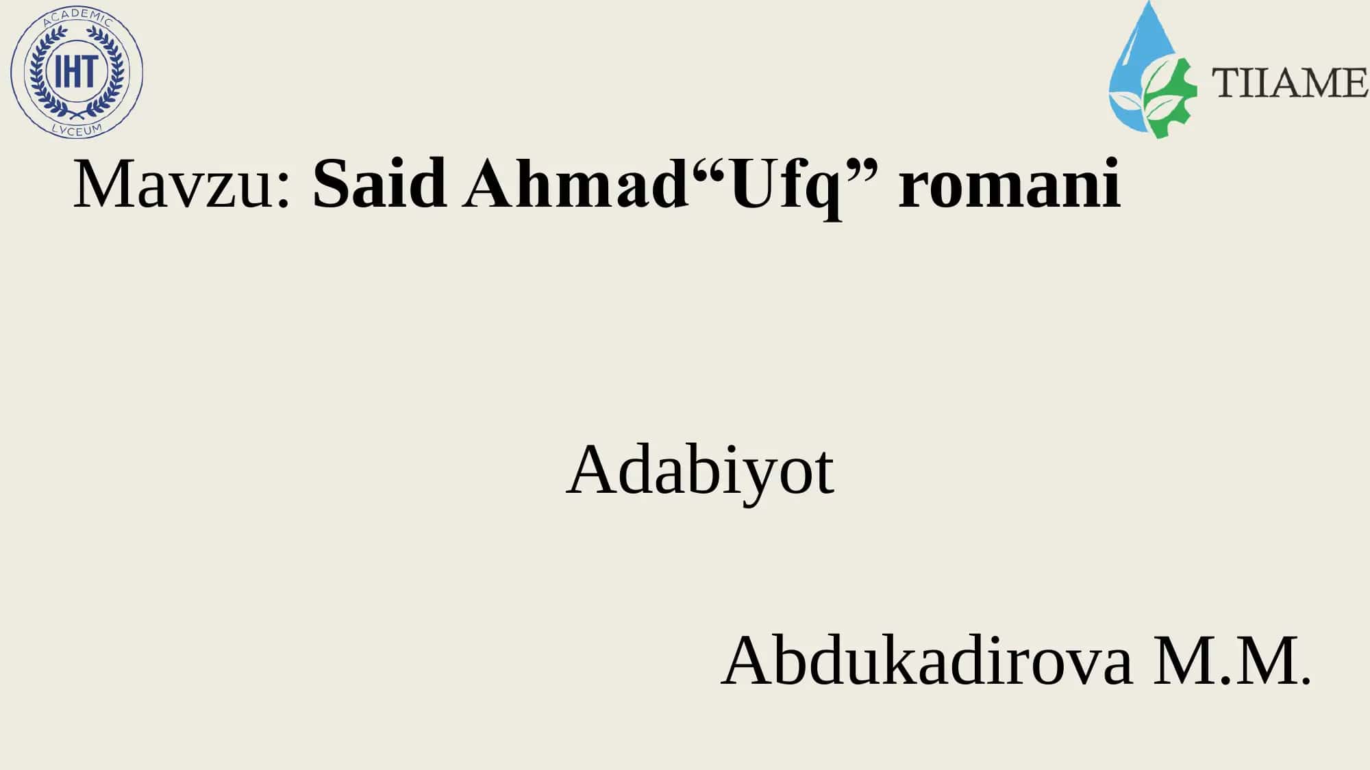 Said Ahmad“Ufq” romani 1