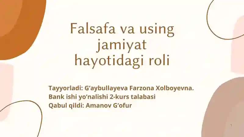 Falsafa va uning jamiyat hayotidagi roli
