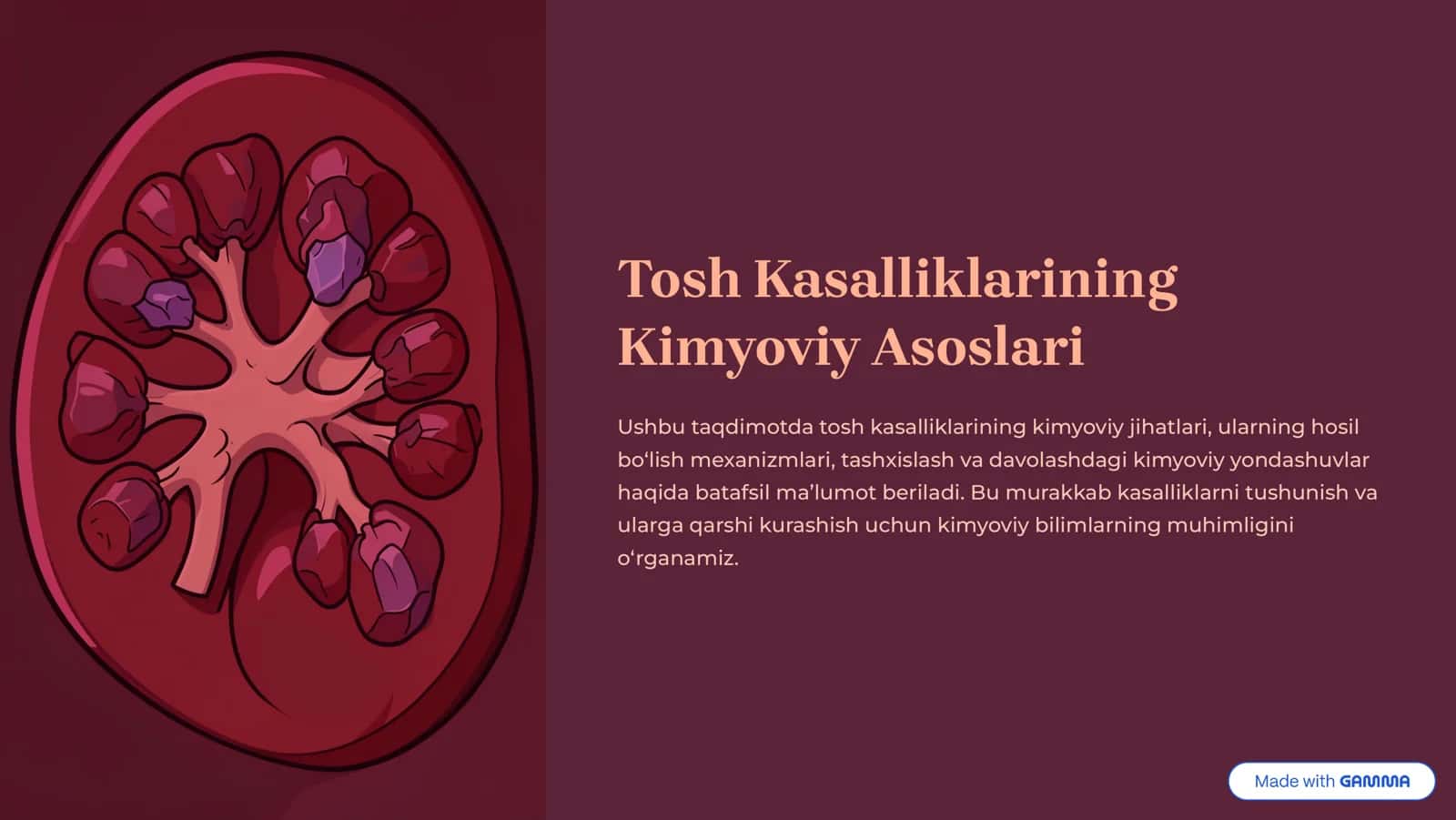 Tosh Kasalliklarining Kimyoviy Asoslari 1