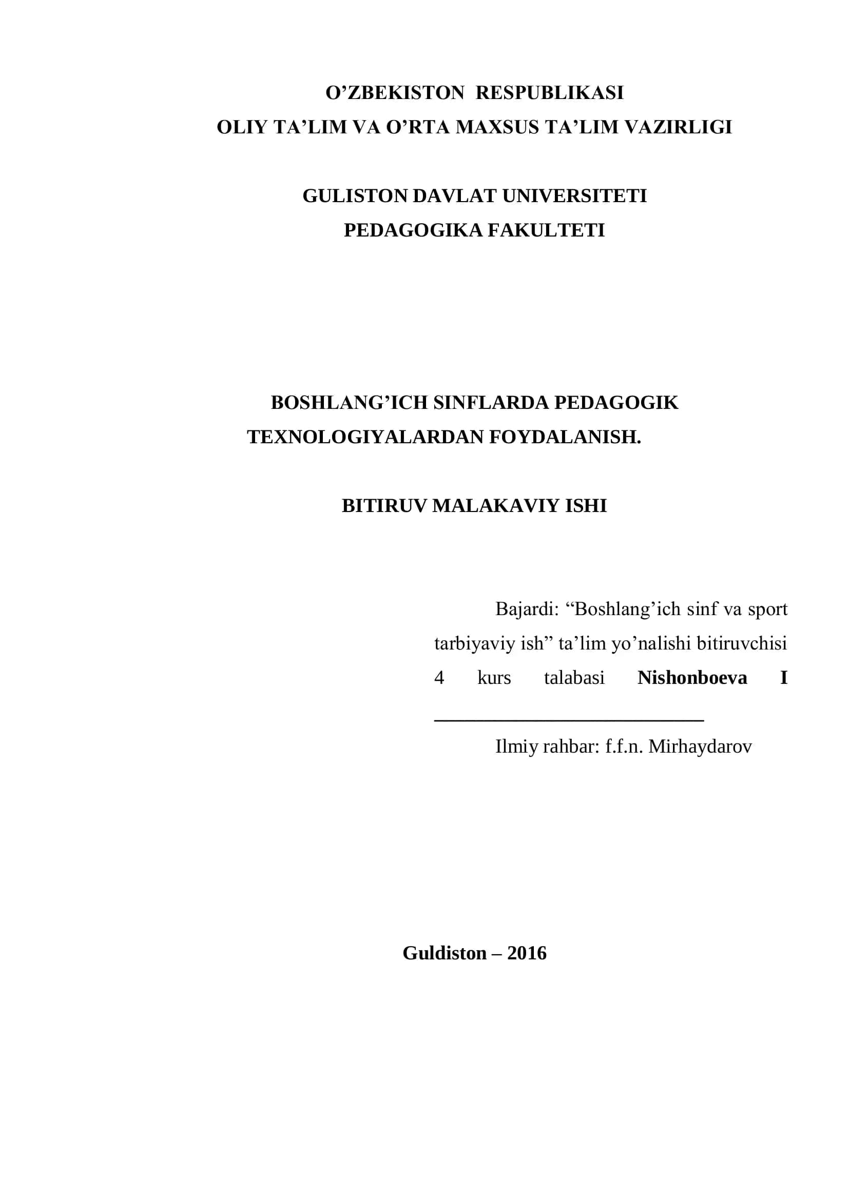 Pedagogik texnologiyalarning nazariy asoslari 1
