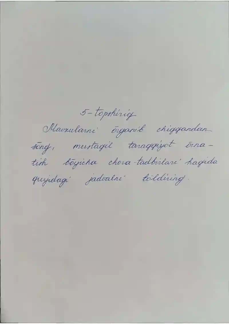 Taraqqiyot yo'llari tahlili - Mustaqil ish (qo'l yozma)