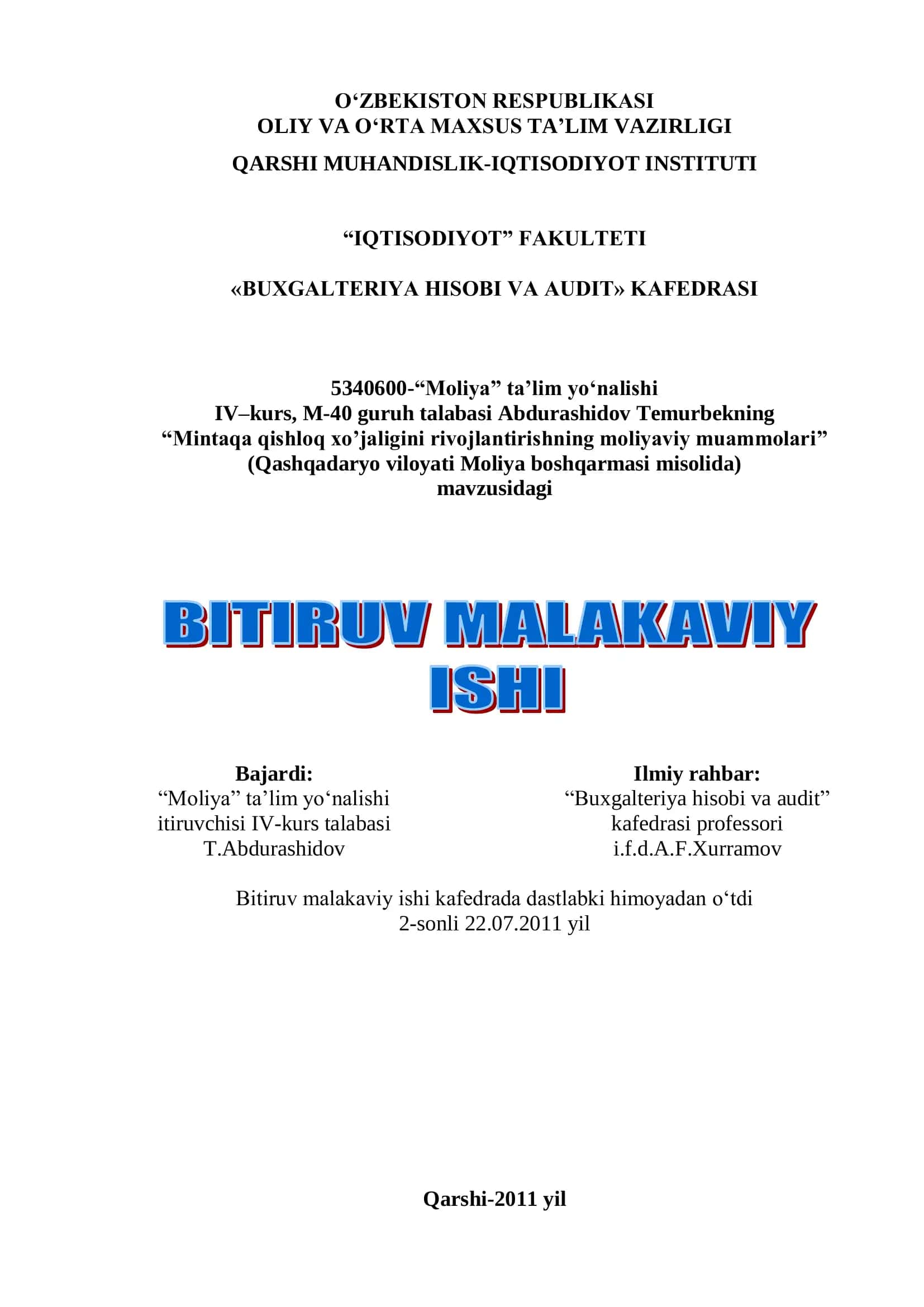 Qishloq xo'jaligini rivojlantirishning moliyaviy muammolari 1