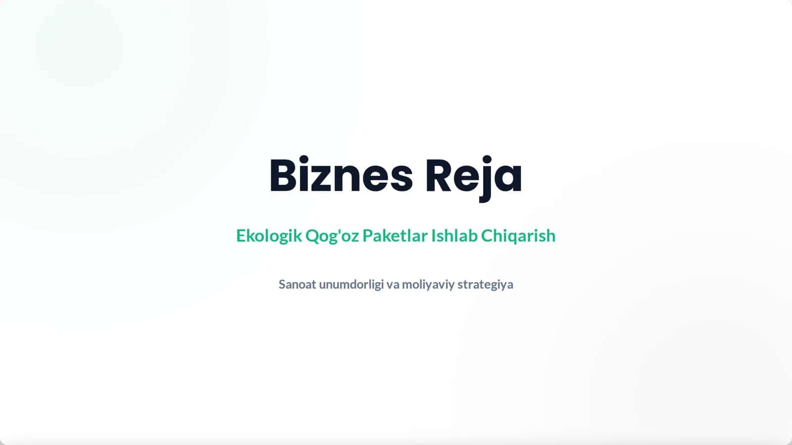 TAYYOR BIZNES REJA + SLAYD (0 dan boshlash uchun) 1