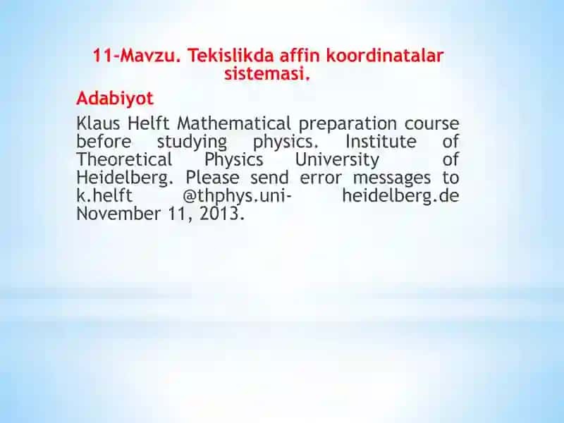 Tekislikda affin koordinatalar sistemasi