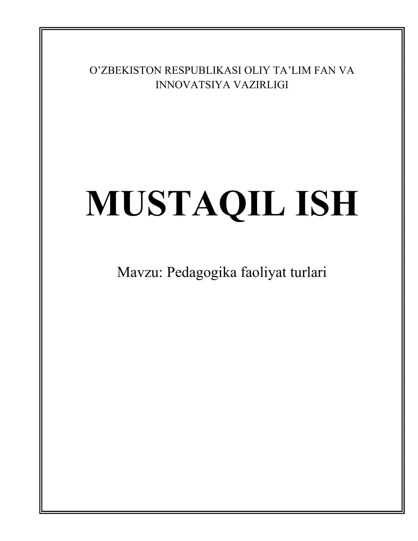 Pedagogika faoliyat turlari 1