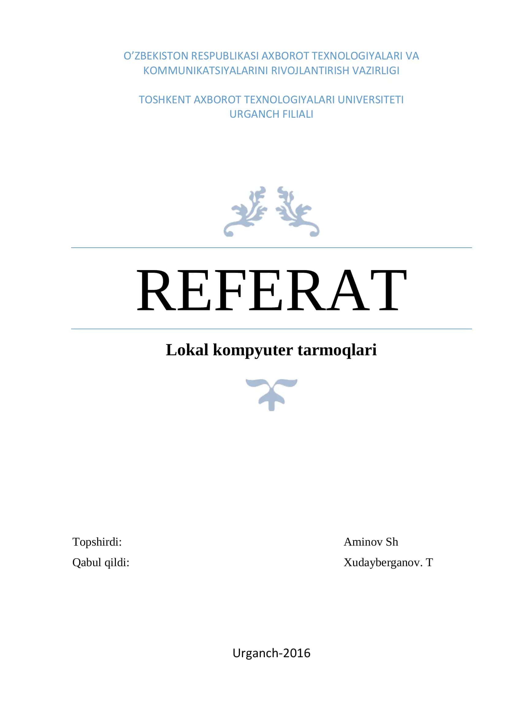 Lokal kompyuter tarmoqlari 1