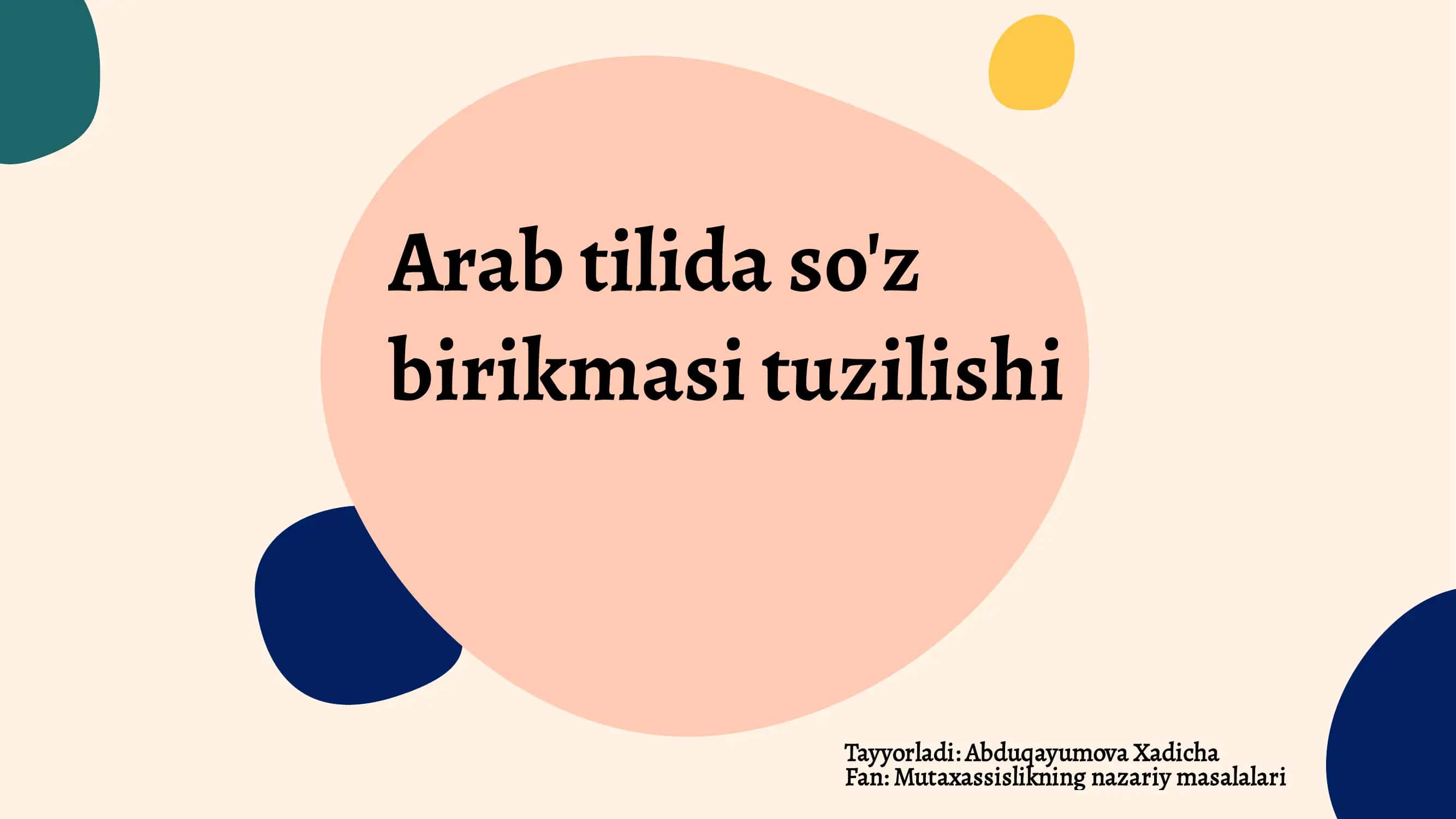 Arab tilida so'z birikmasi tuzilishi slayd-taqdimot 1