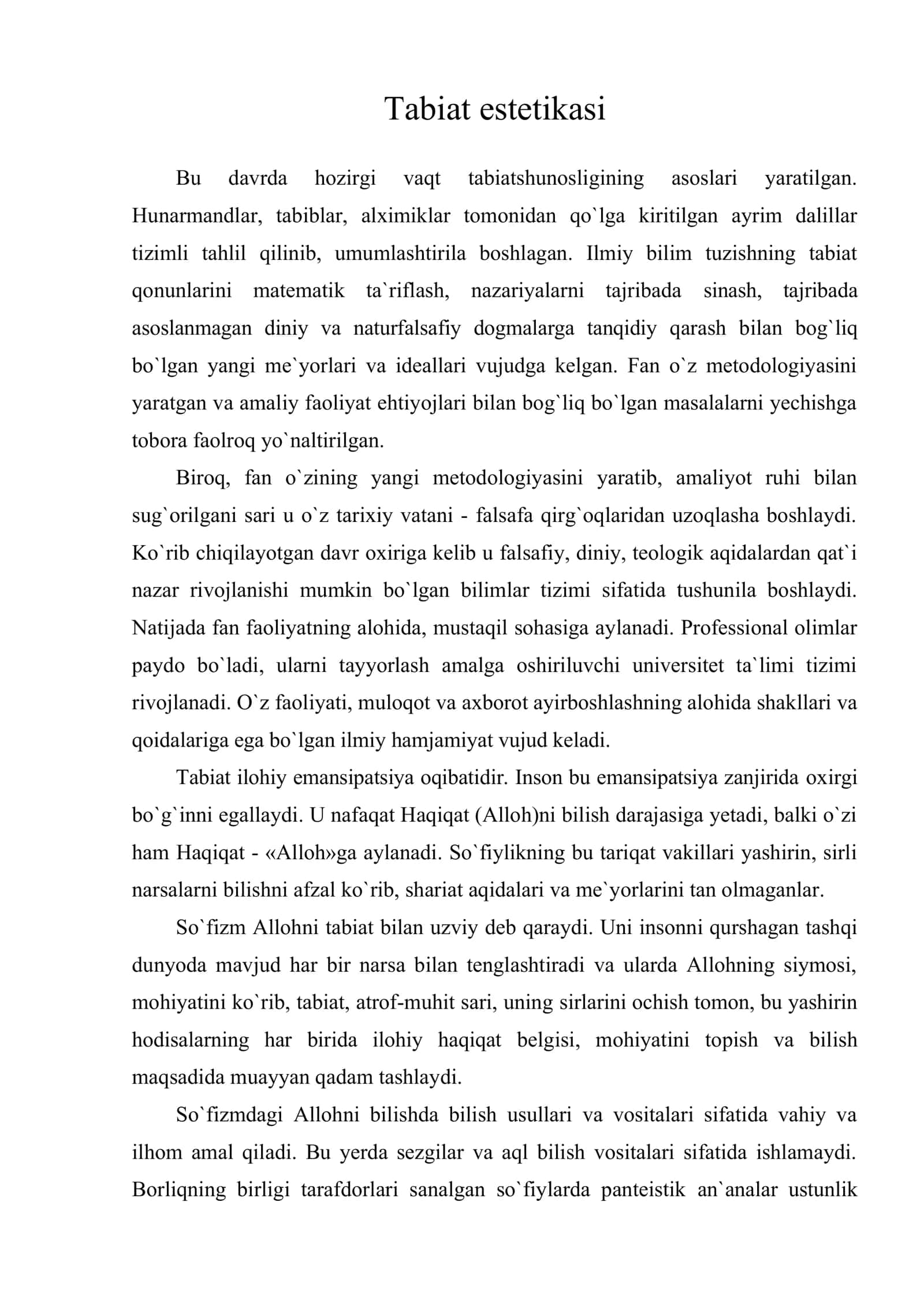 Tabiat estetikasi 1