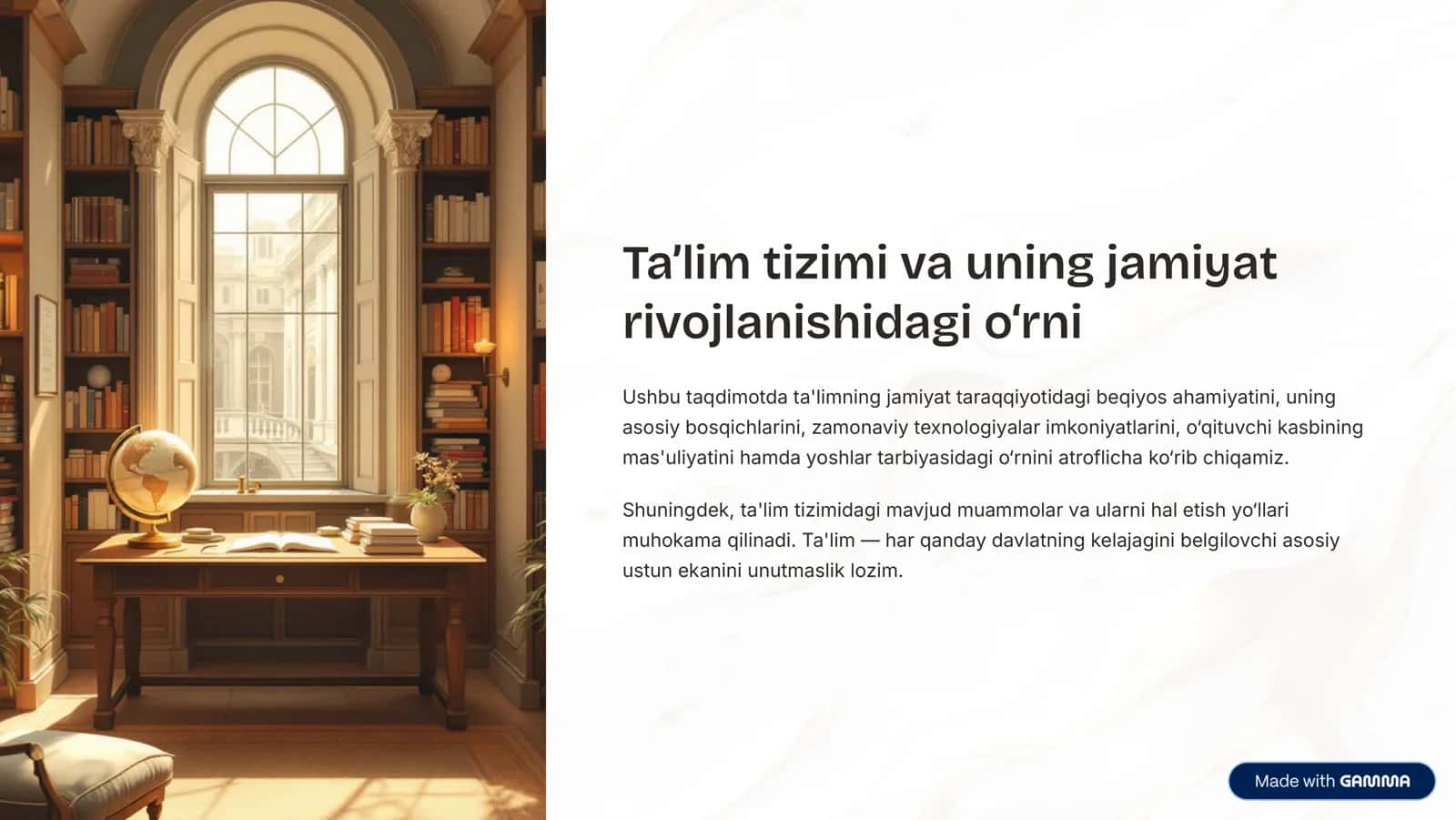 Ta'lim tizimi va uning jamiyat rivojlanishidagi o8rni 1