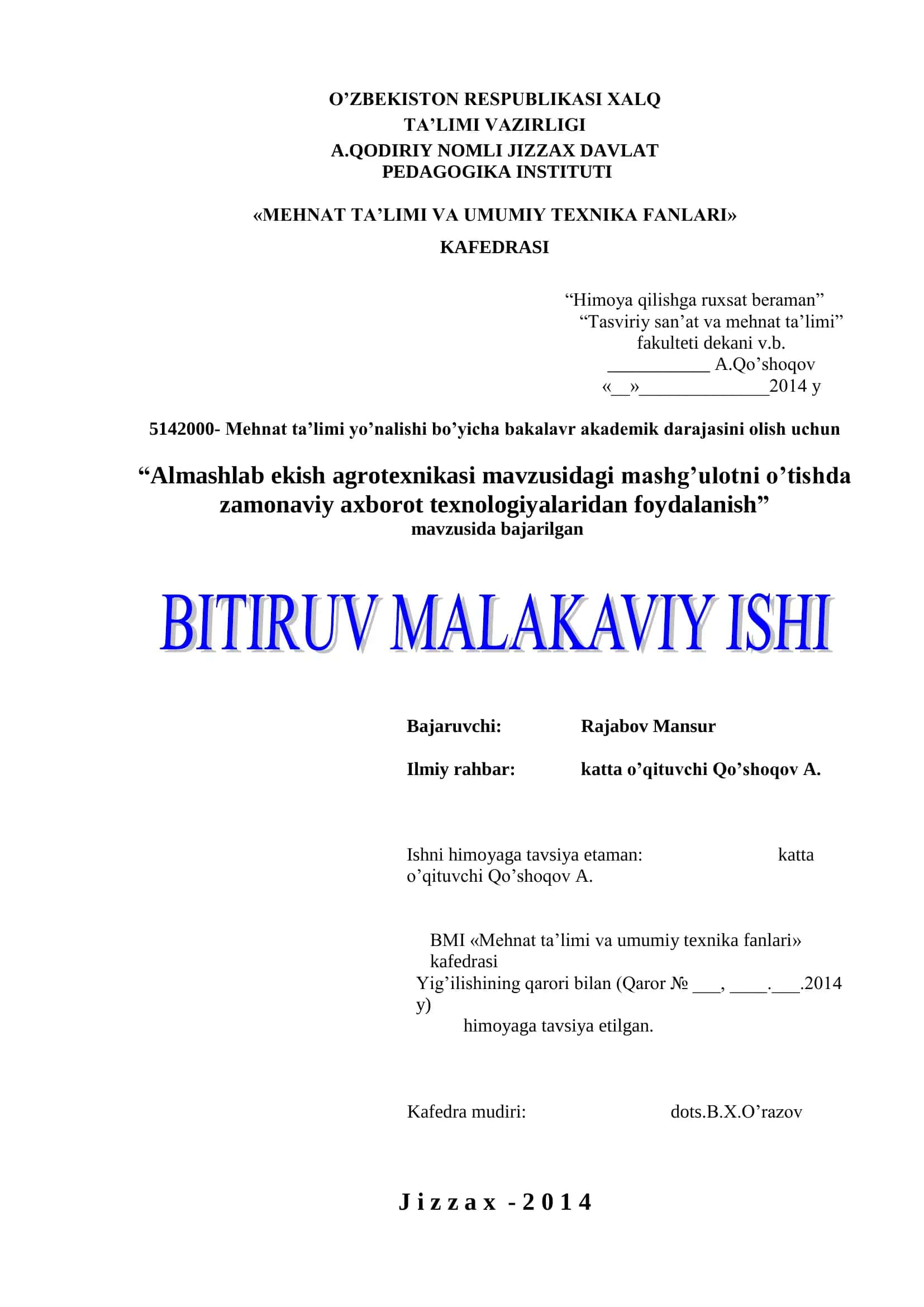 Almashlab ekish agrotexnikasi 1