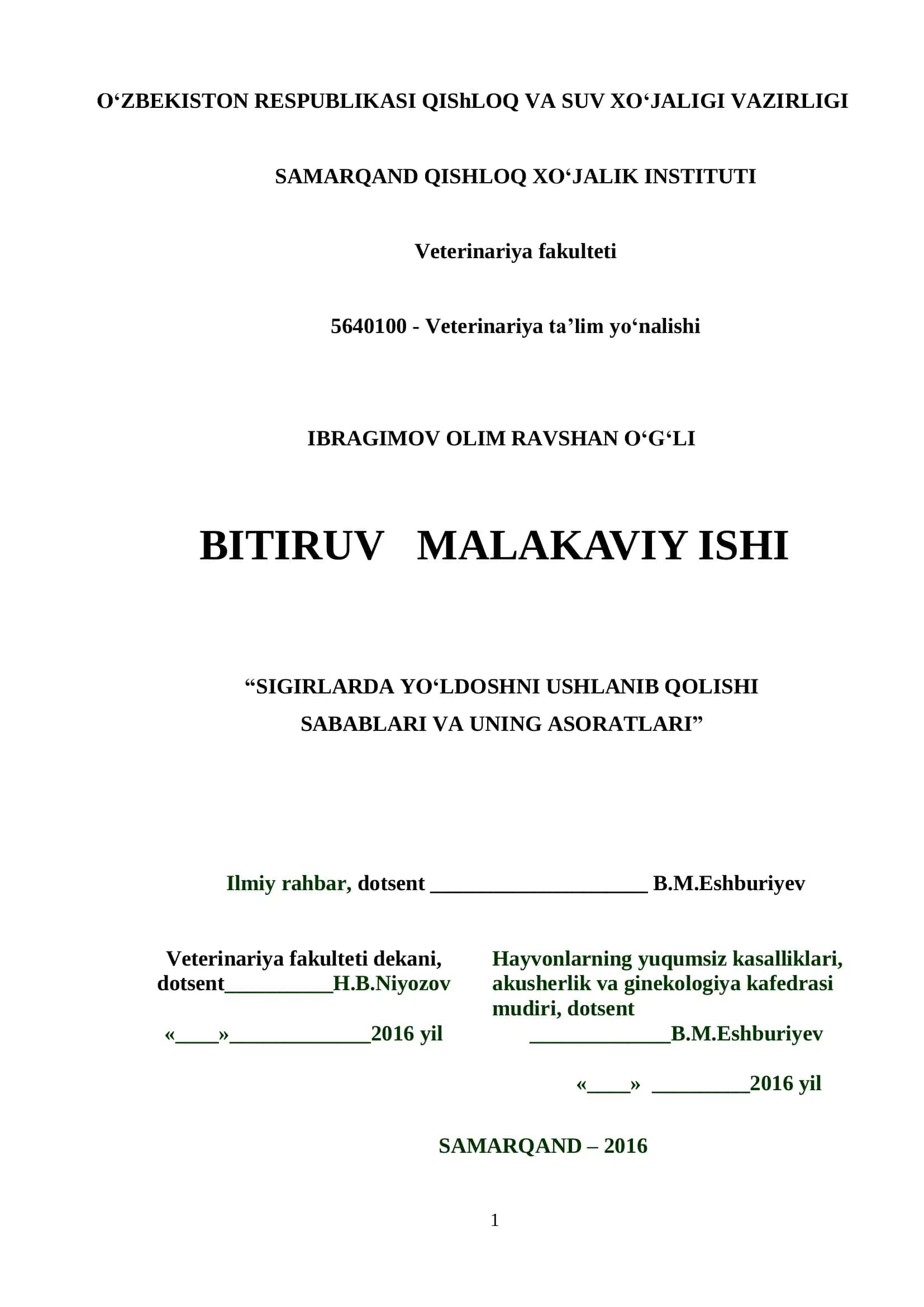 SIGIRLARDA YO‘LDOSHNI USHLANIB QOLISHI SABABLARI VA UNING ASORATLARI 1
