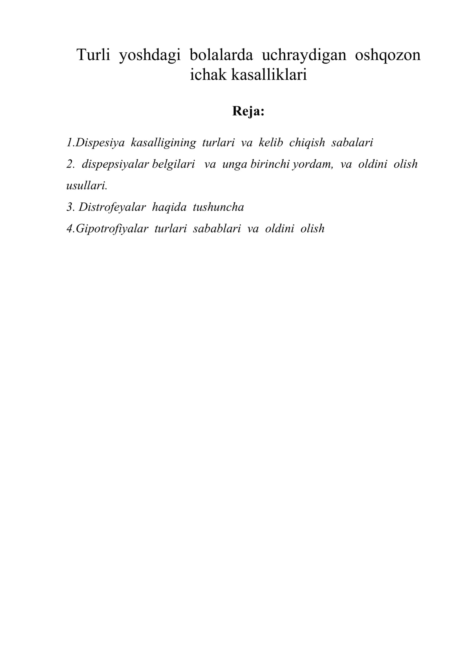Turli yoshdagi bolalarda uchraydigan oshqozon ichak kasalliklari 1