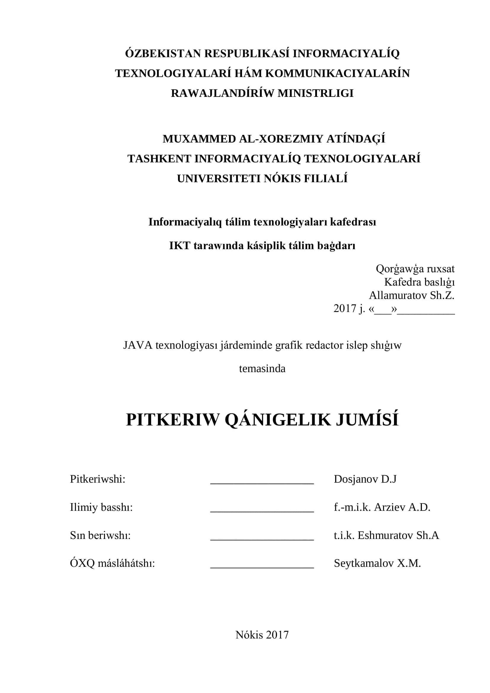 JAVA TILINDE GRAFIKALÍQ REJIMDI QÁLIPLESTIRIW 1