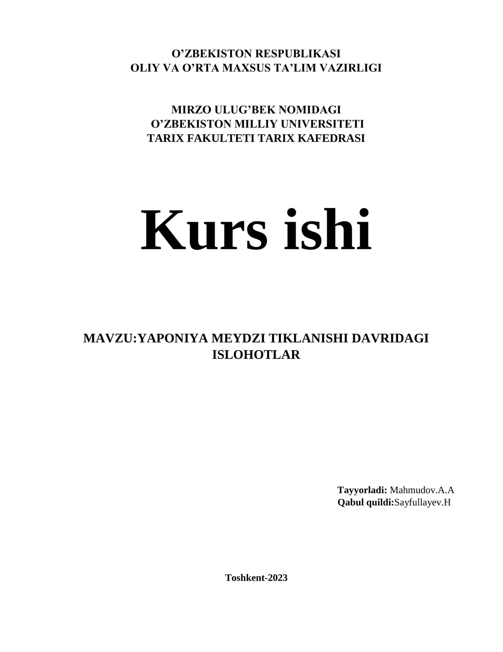 YAPONIYA MEYDZI TIKLANISHI DAVRIDAGI ISLOHOTLAR 1