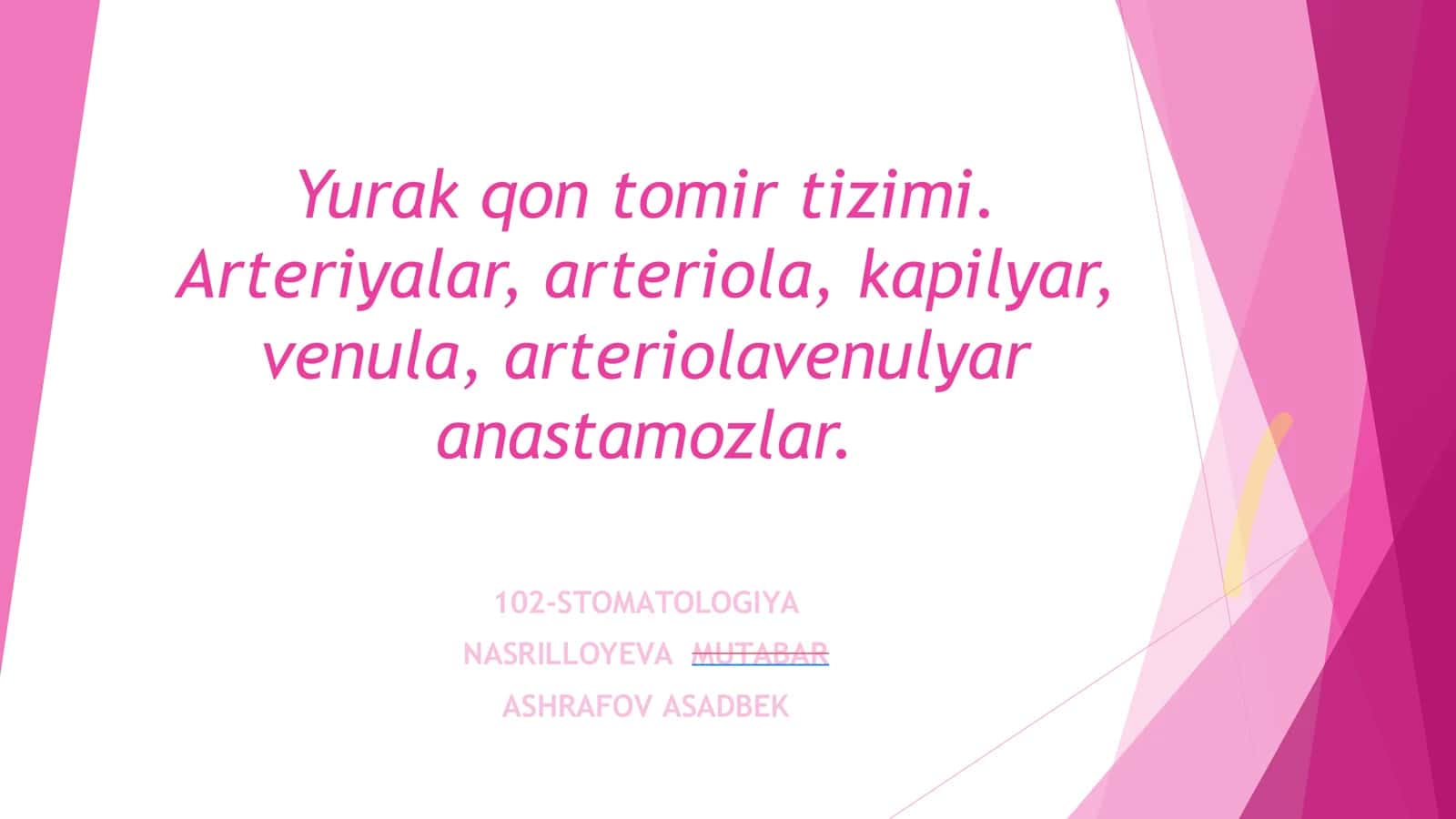 Yurak qon tomir tizimi 1