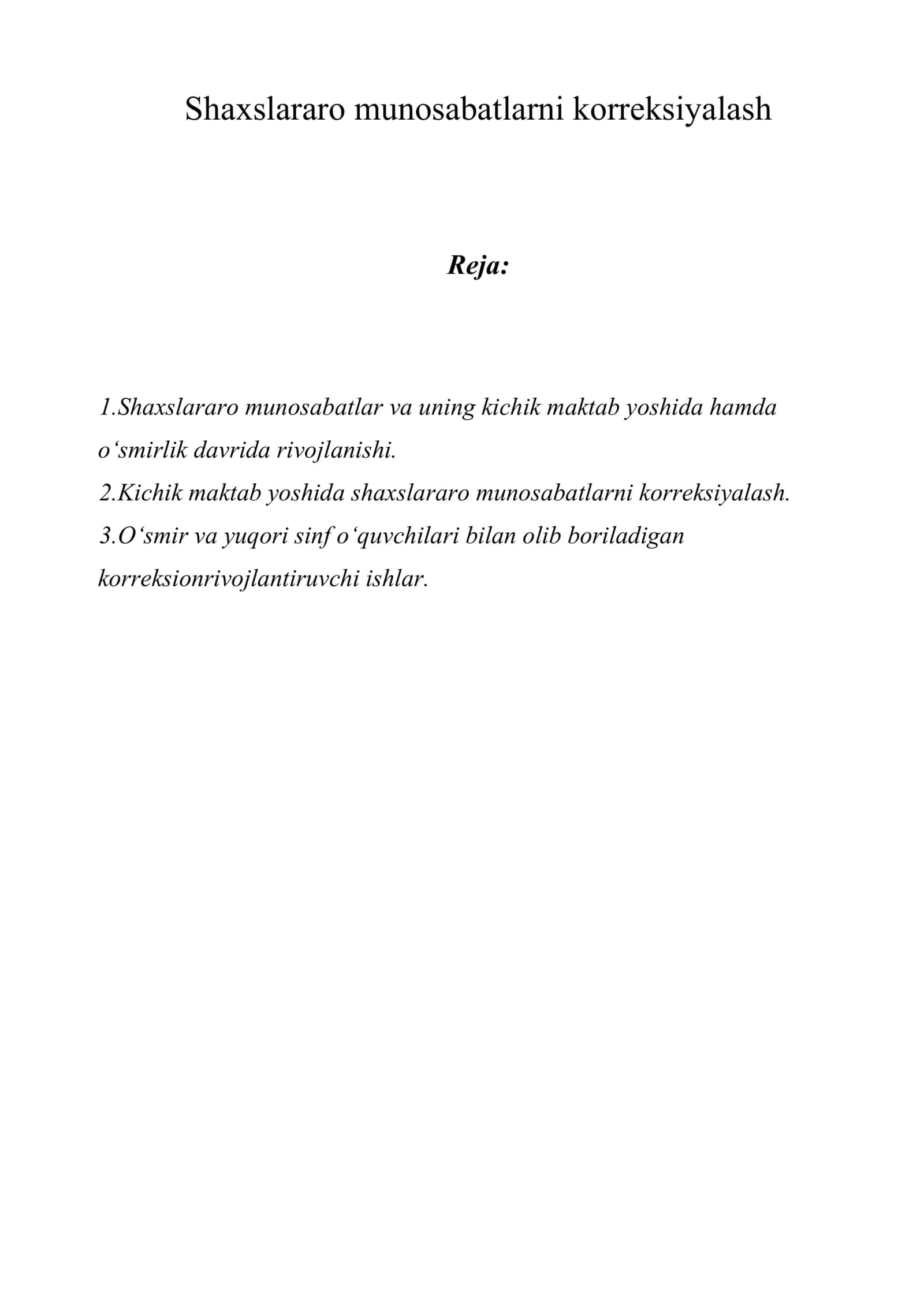 Shaxslararo munosabatlarni korreksiyalash 1