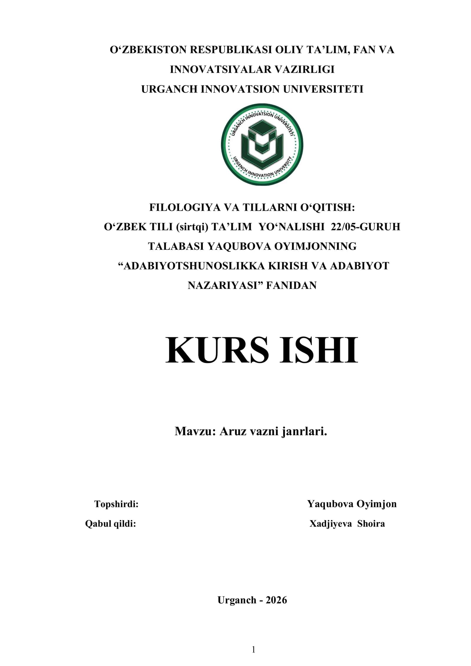 Aruz vazni janrlari 1