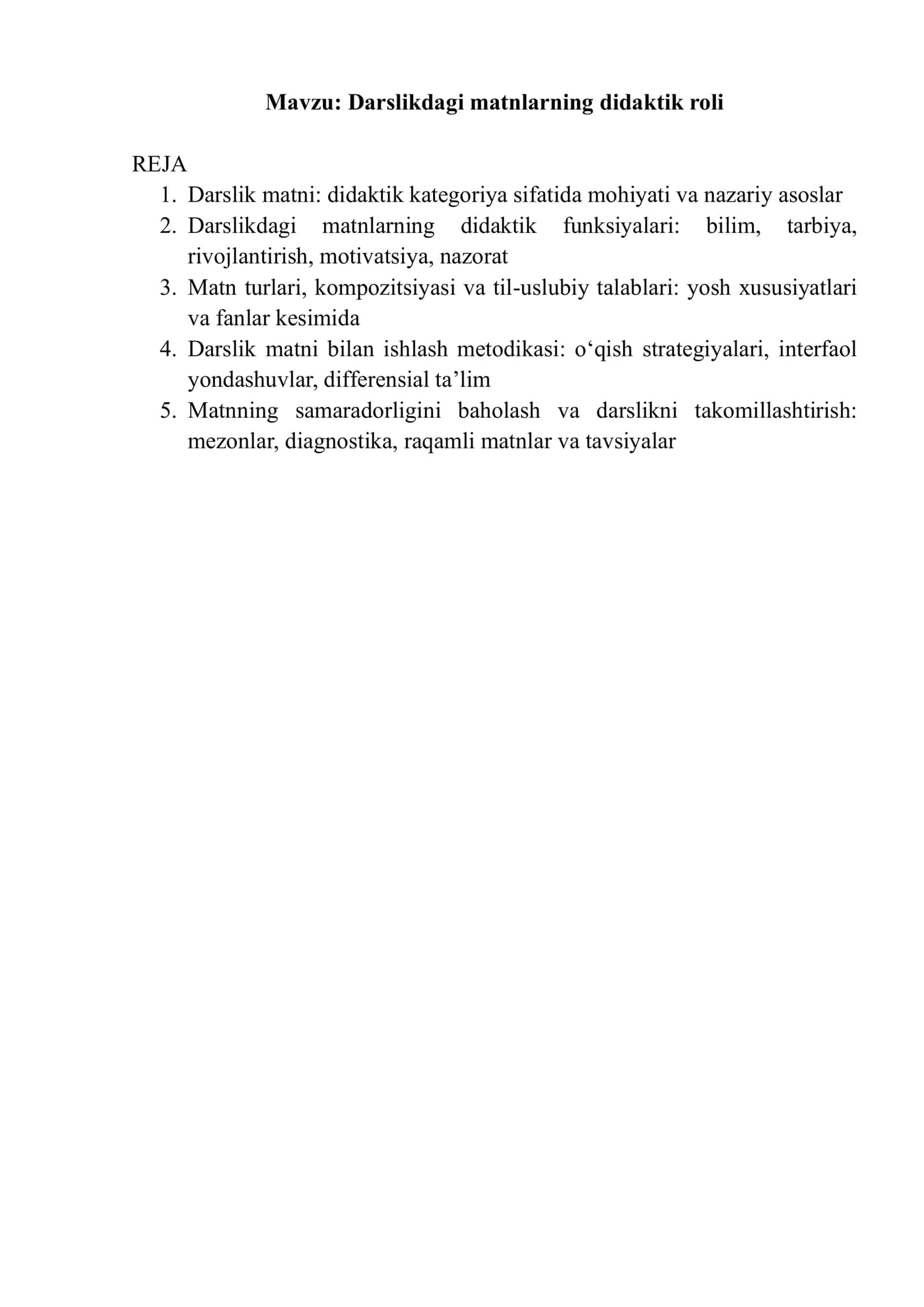 Darslikdagi matnlarning didaktik roli 1