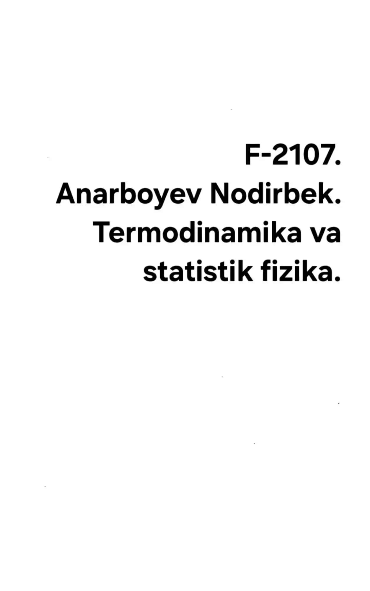Termodinamika va statistik fizika 1