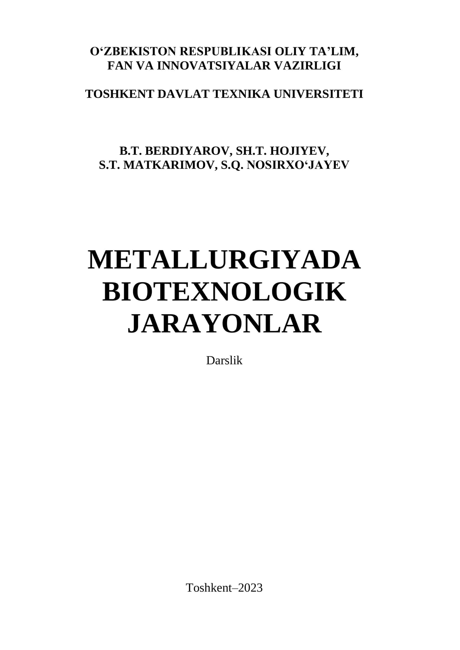 Metallurgiyada biotexnologik jarayonlar 1