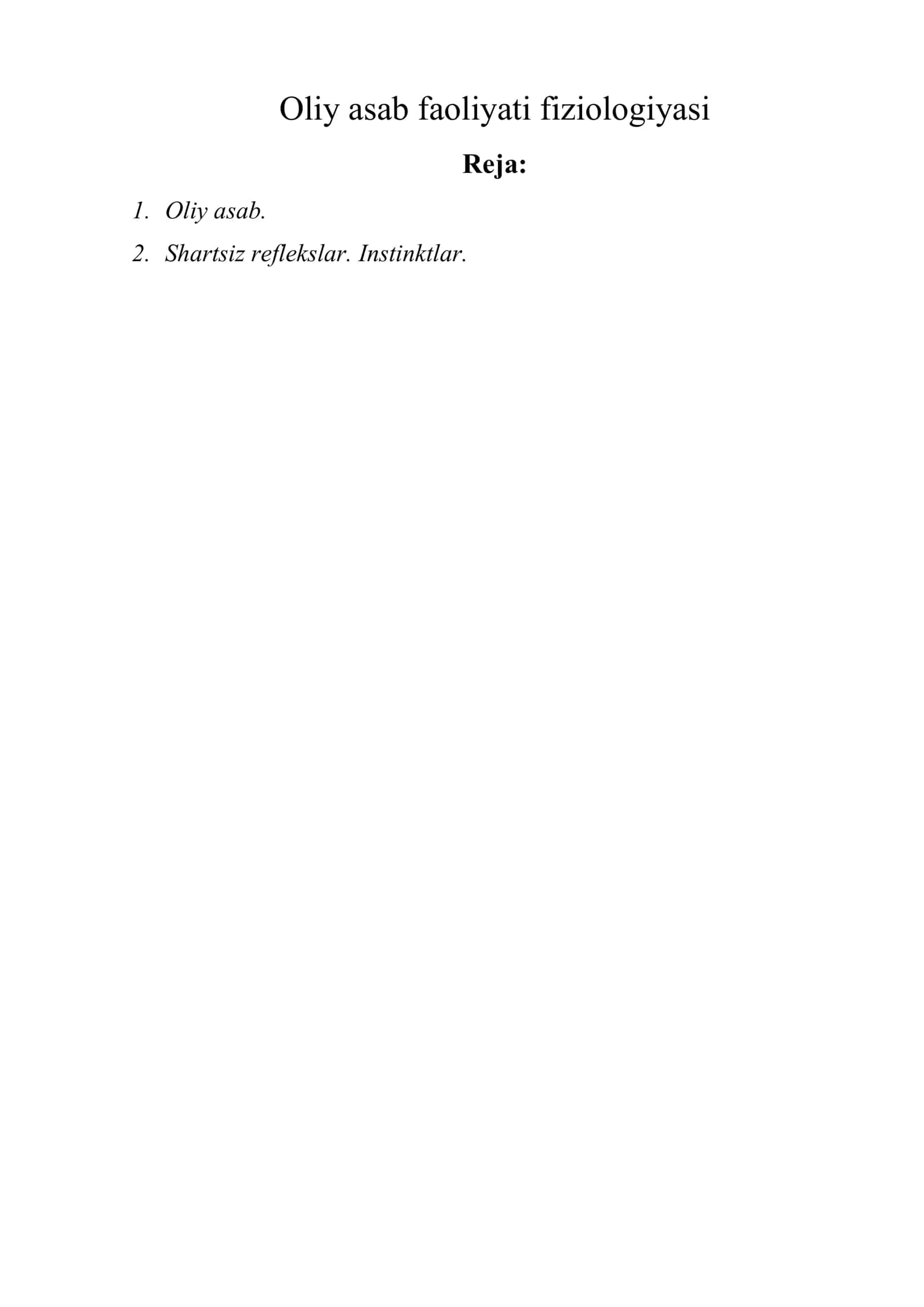 Oliy asab faoliyati fiziologiyasi 1