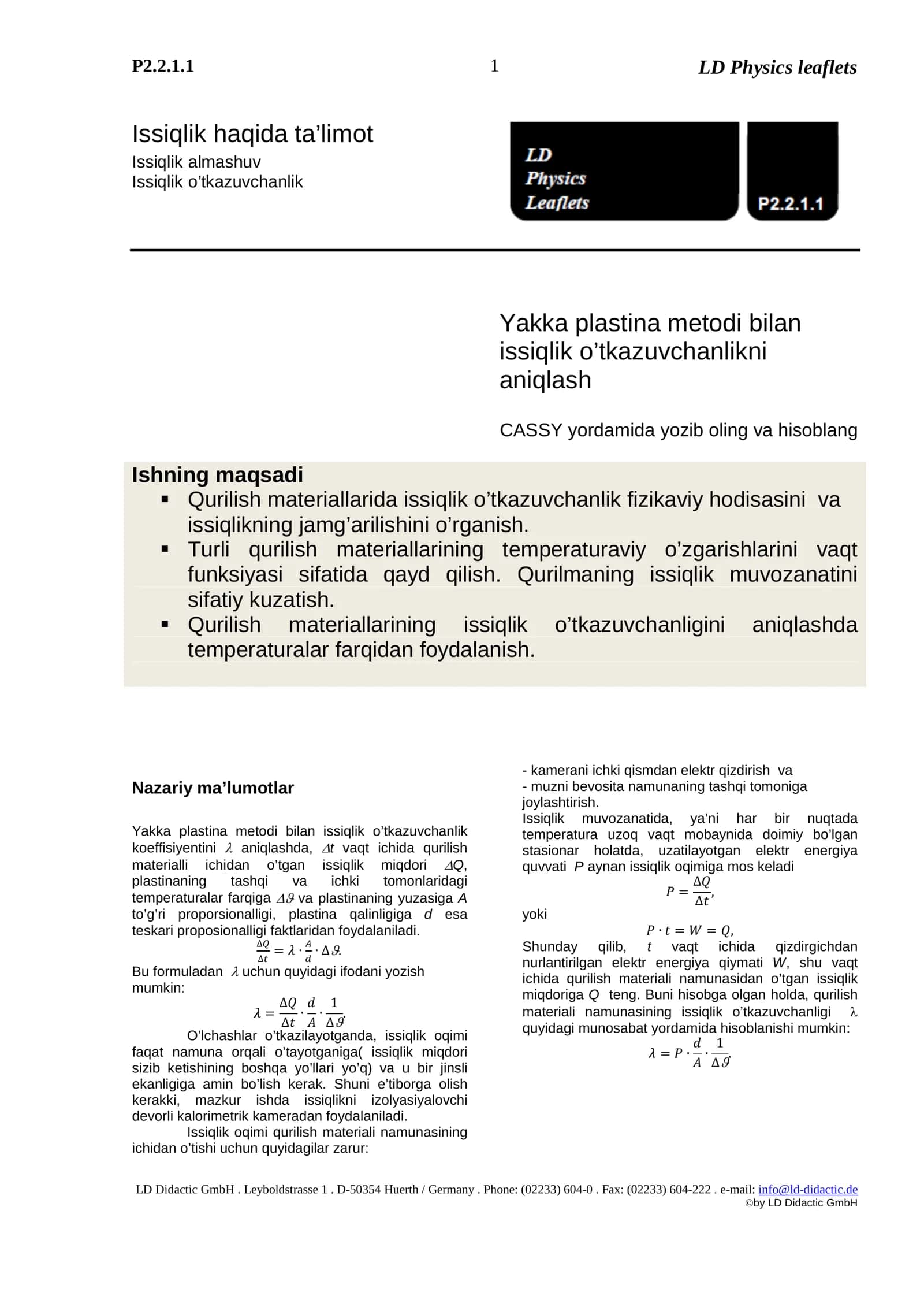 Issiqlik haqida ta’limot 1