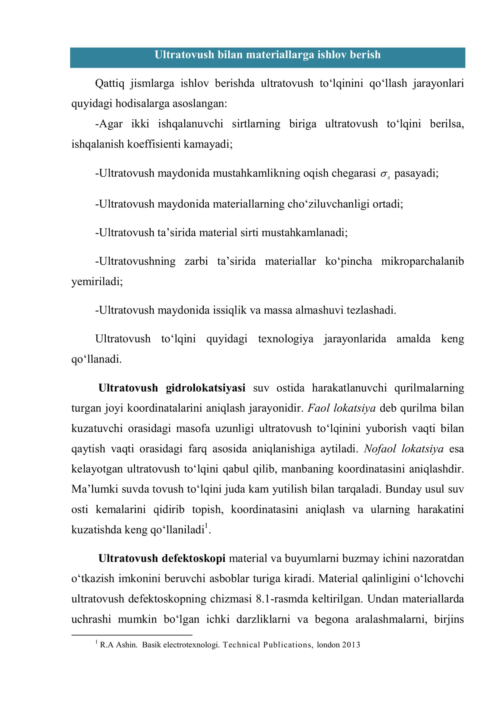 Ultratovush bilan materiallarga ishlov berish 1