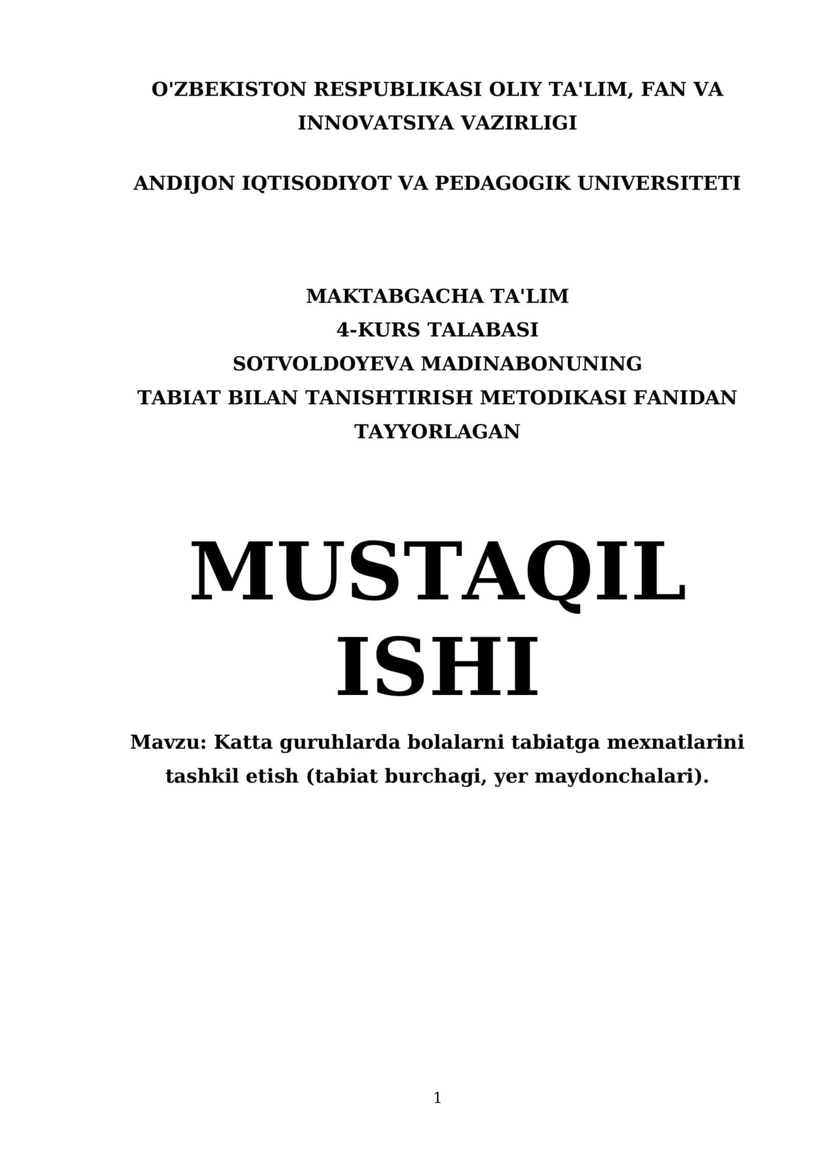 Tabiatga Mexnatlarini Tashkil Etish 1