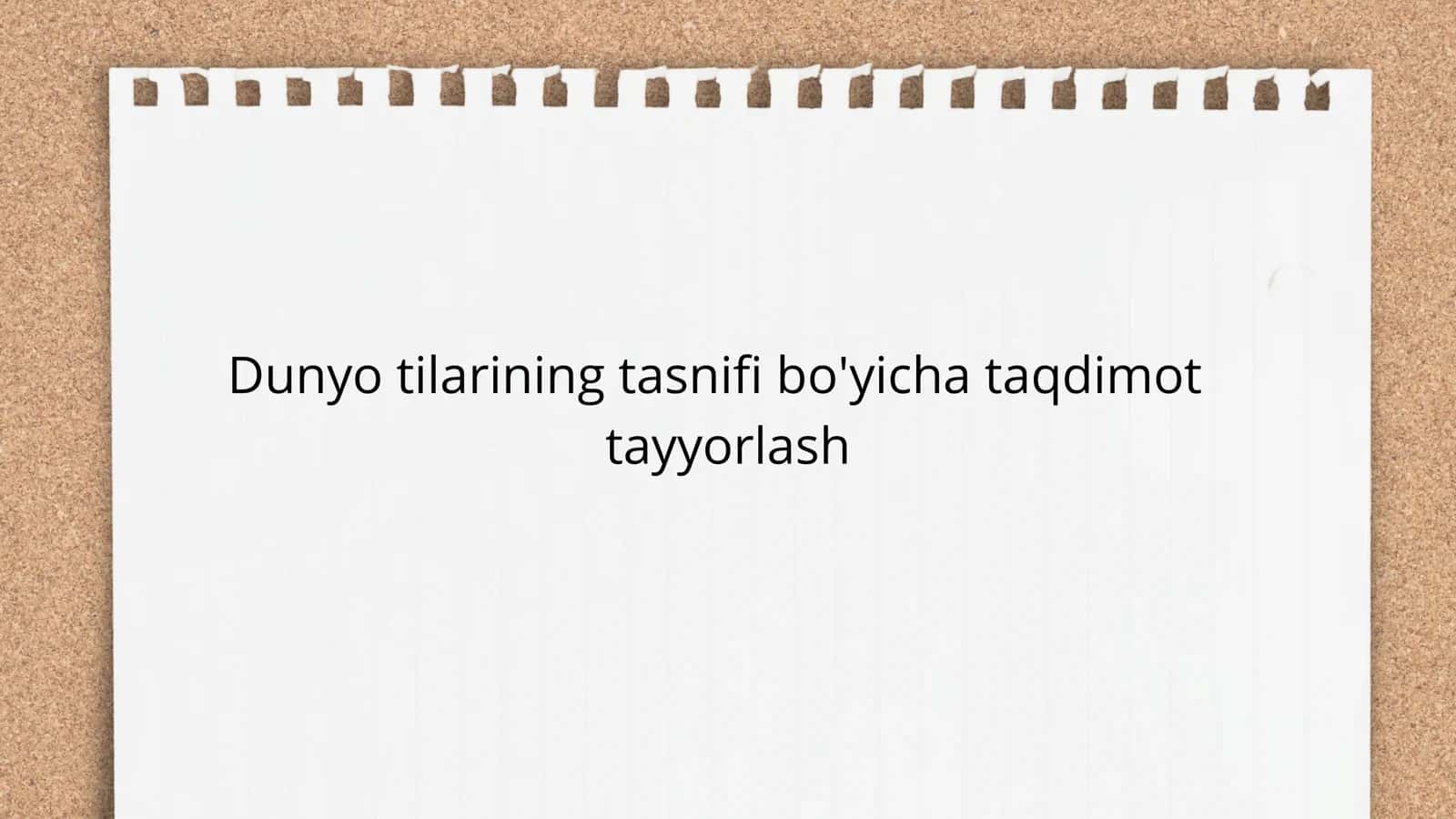 Dunyo tillarining tasnifi 1