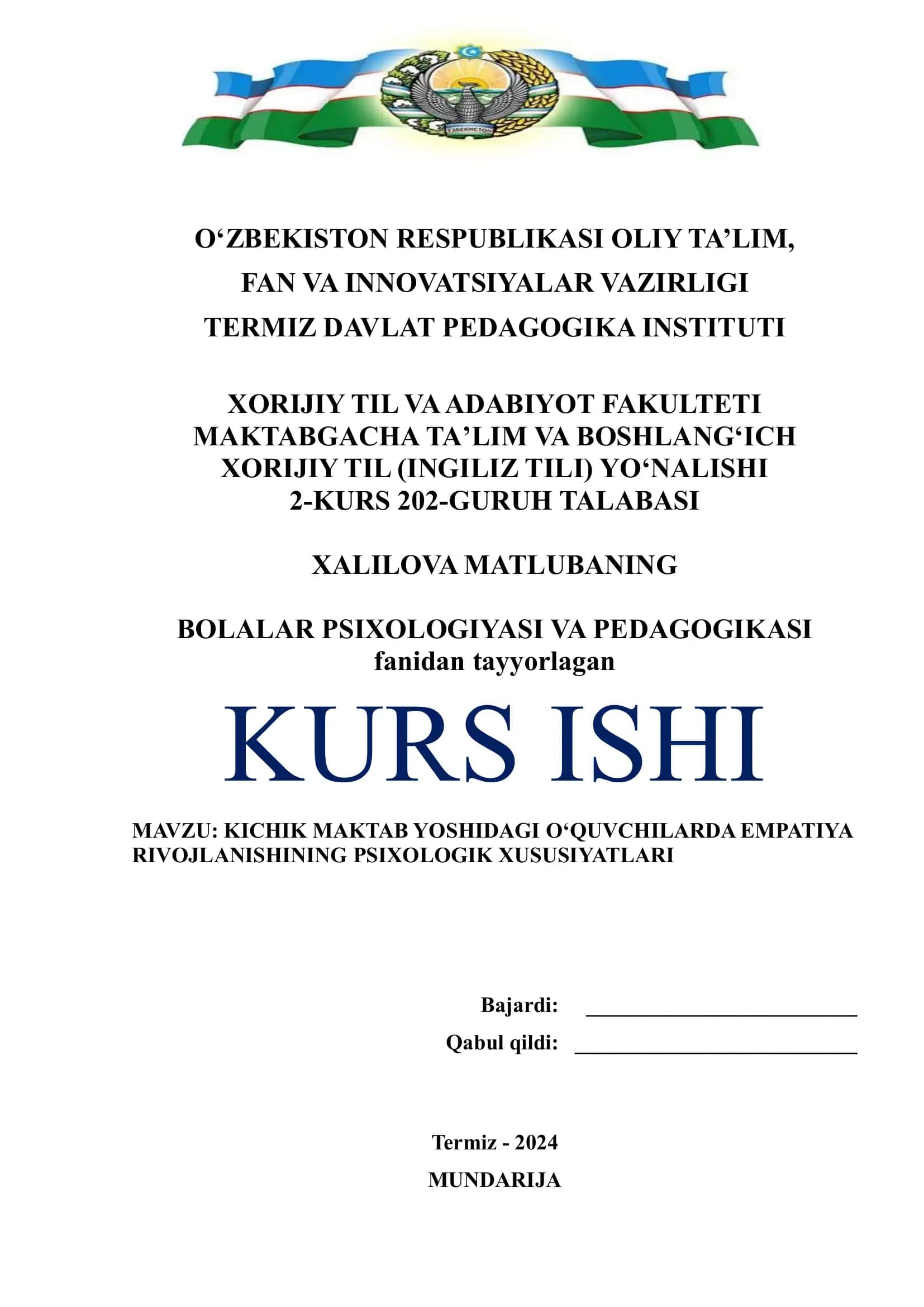 KURS ISHI 1