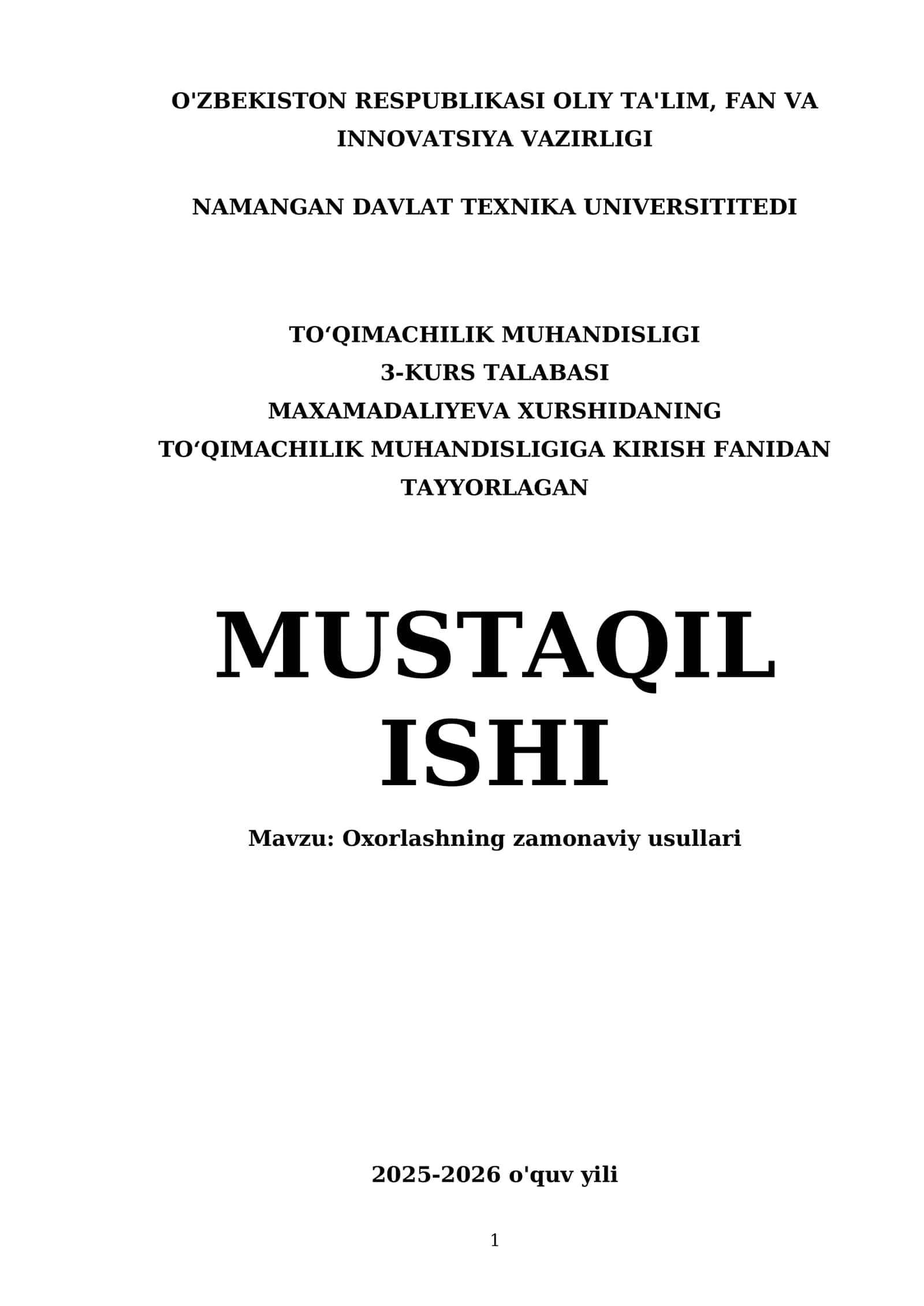 Oxorlashning zamonaviy usullari 1