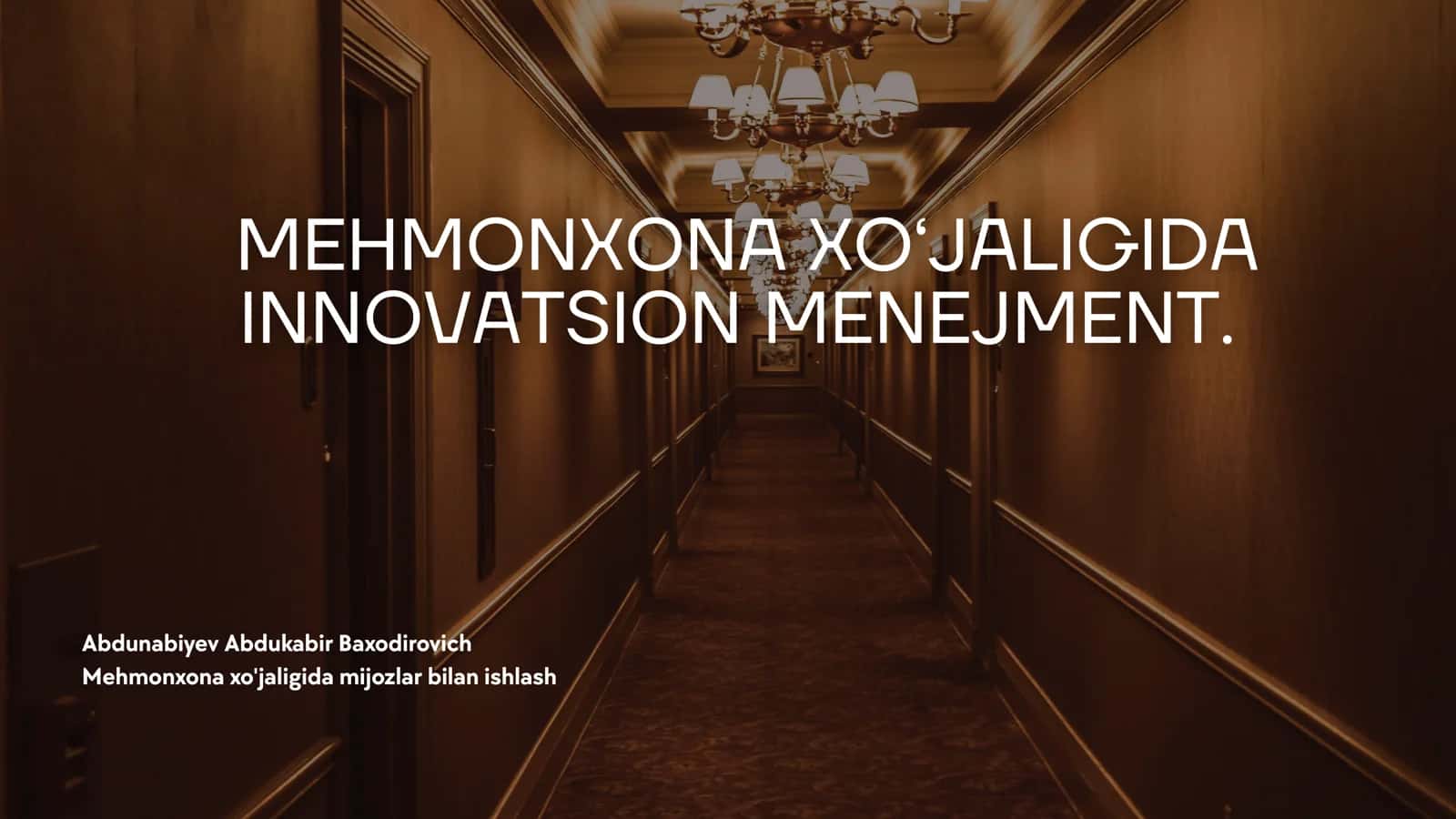 Mehmonxona xo'jaligida Innovatsion Menejment 1
