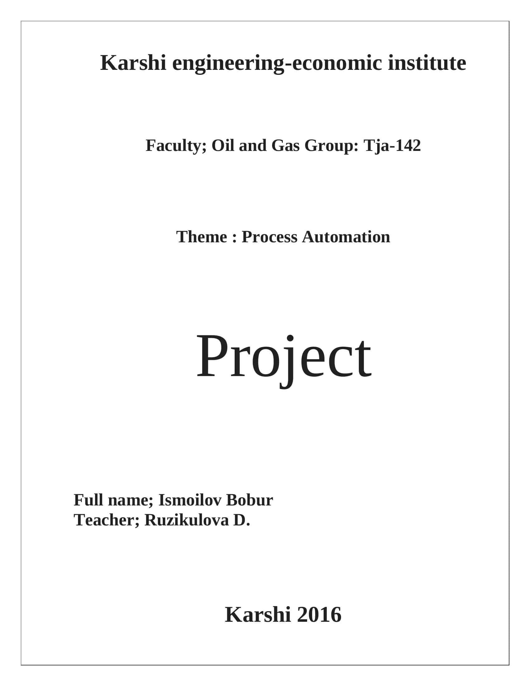 Process Automation Project at Karshi Engineering-Economic Institute 1