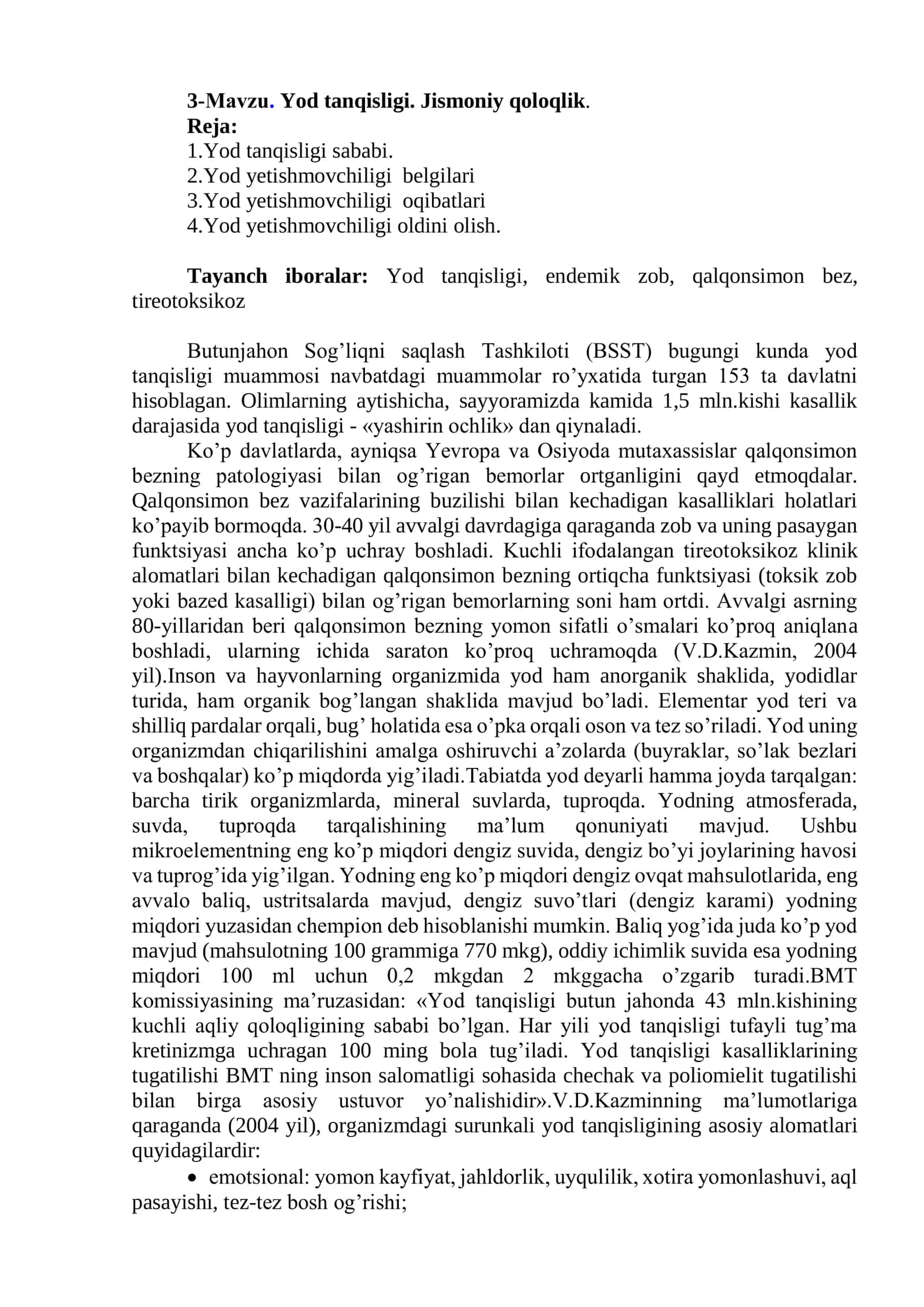 3-Мavzu. Yod tanqisligi. Jismoniy qoloqlik 1