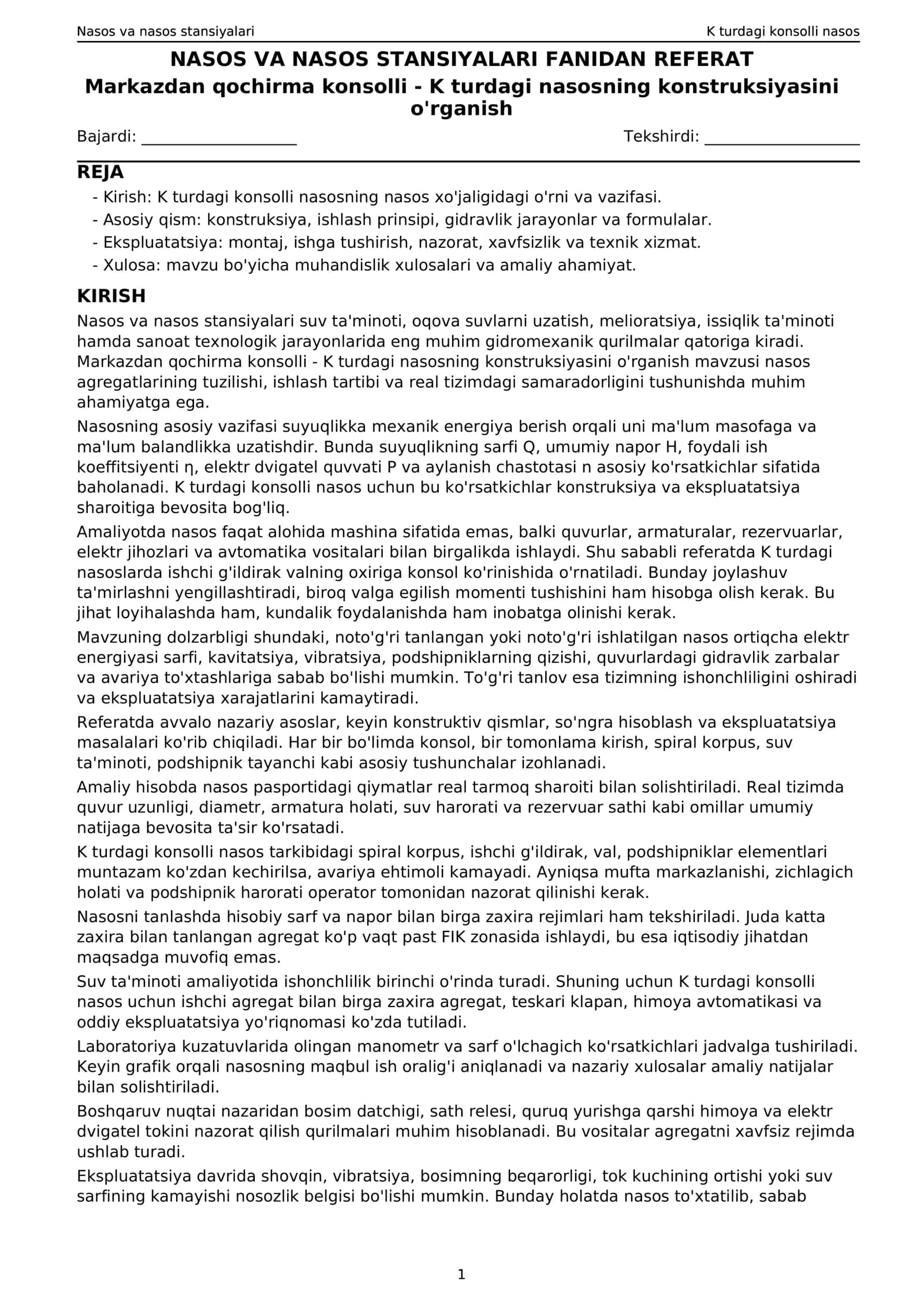 Nasos va nasos stansiyalari 1