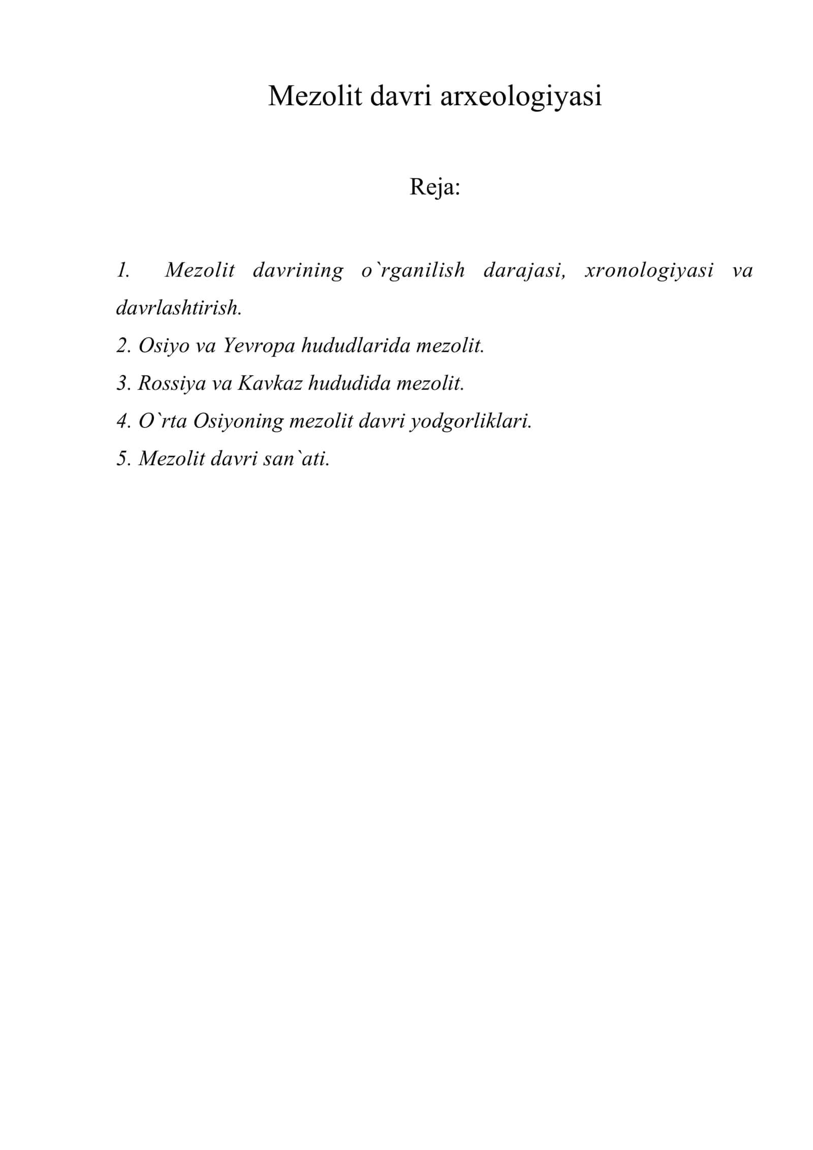 Mezolit davri arxeologiyasi 1
