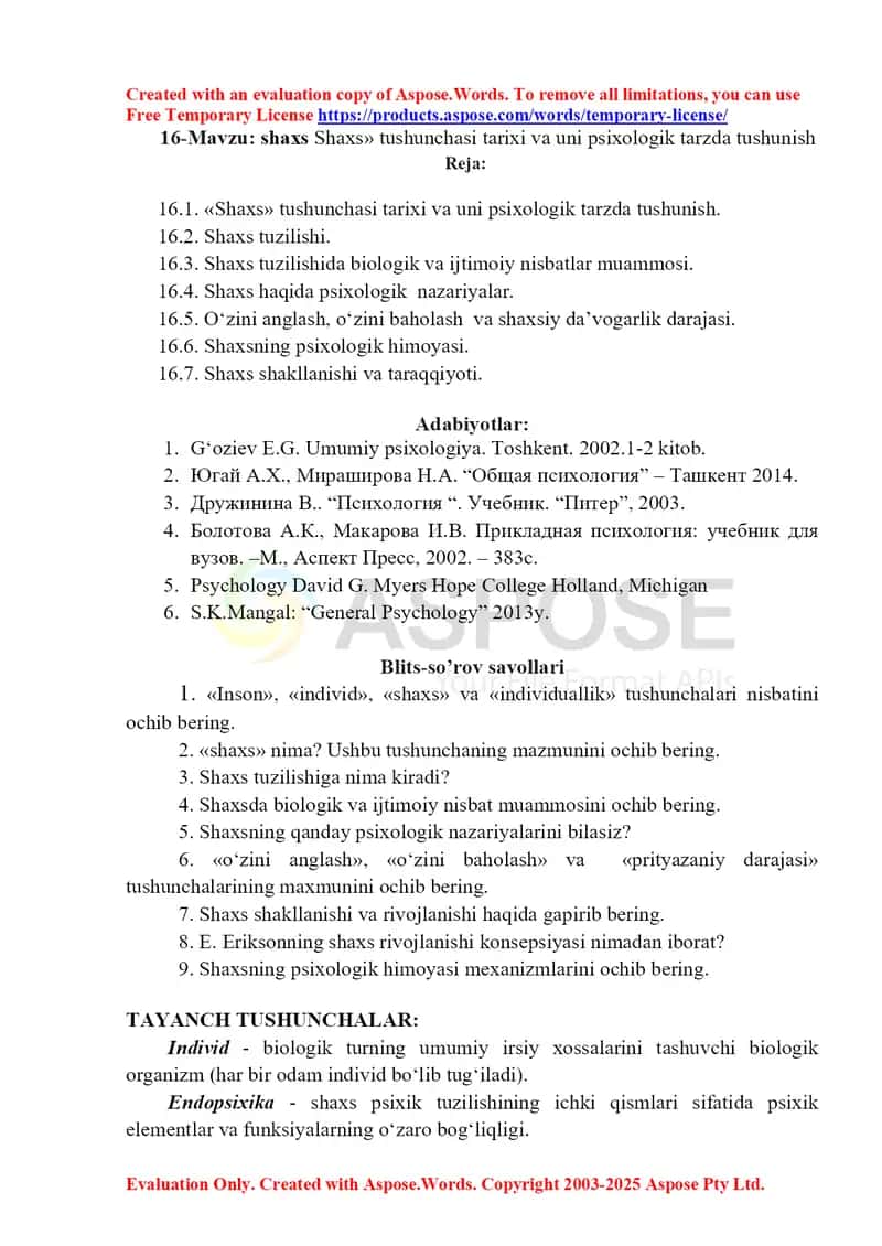 Shaxs «Shaxs» tushunchasi tarixi va uni psixologik tarzda tushunish 1