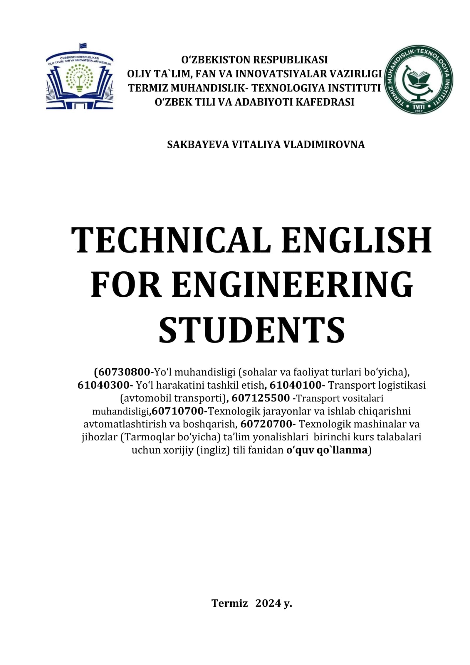TECHNICAL ENGLISH FOR ENGINEERING STUDENTS 1