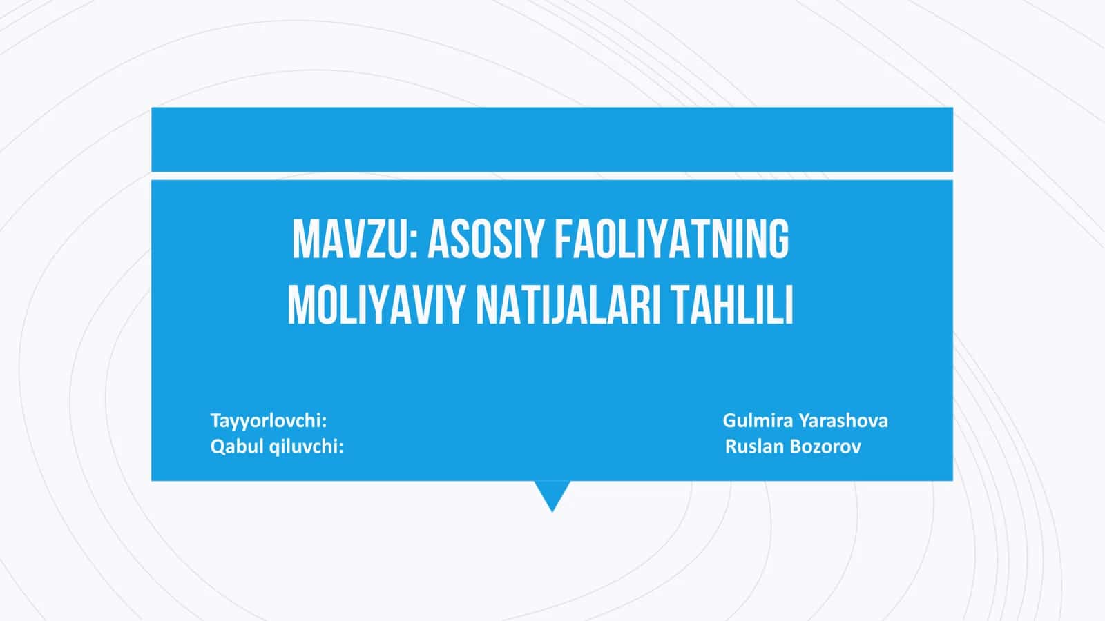 Asosiy faoliyatning moliyaviy natijalari tahlili 1