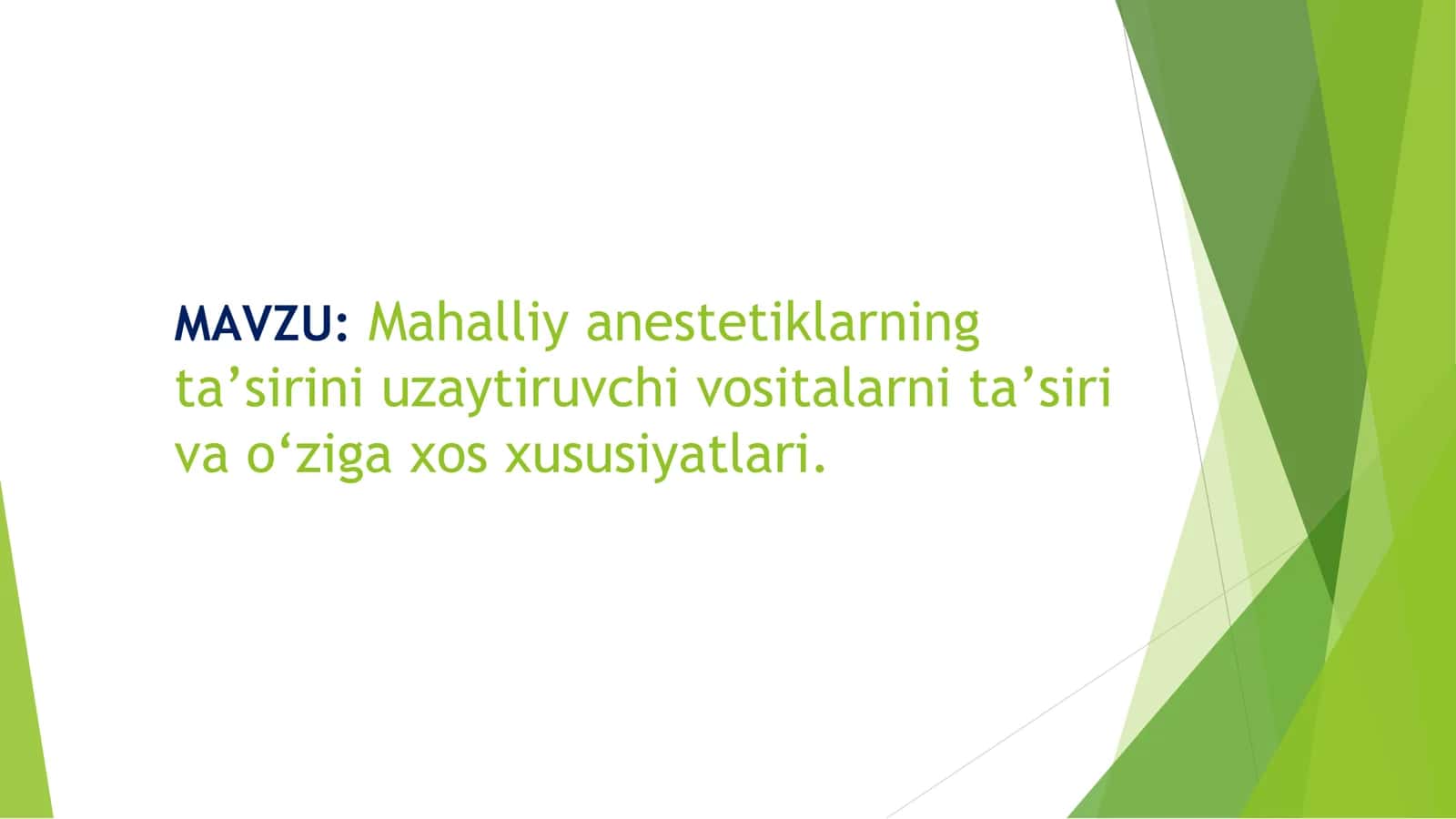 Mahalliy anestetiklarning ta’sirini uzaytiruvchi vositalar 1